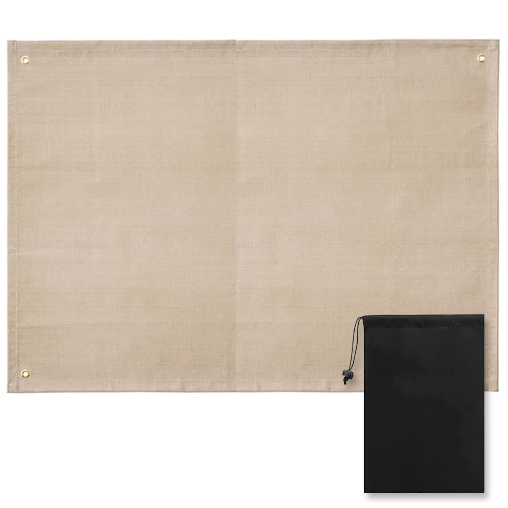 【送料無料】CARBABY 焚き火シート スパッタシート 耐熱シート 難燃シート 焚き火台シート - 芝生保護 スパッタ防止 ガラス繊維 耐火 防炎 防火 シート キャンプ 焚き火用 収納袋付き 100×100cm