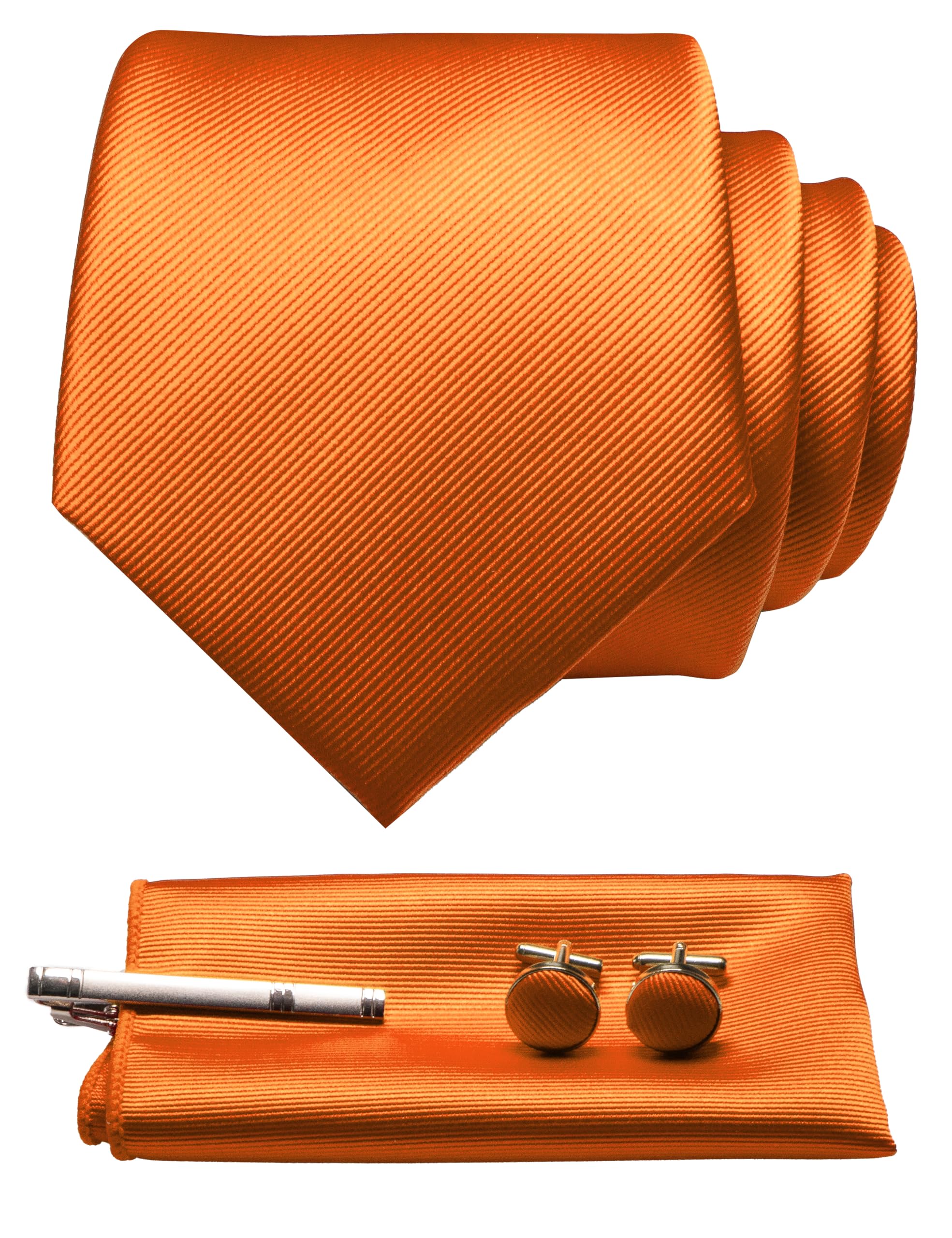 【送料無料】[JEMYGINS] ジェミギンズ メンズ ネクタイ ピン カフス ボタン チーフ ビジネス 就活 結婚式 入学式 卒業式 二次会 冠婚葬祭 パーティー 父の日 プレゼント ギフトボックス付き オレンジ2