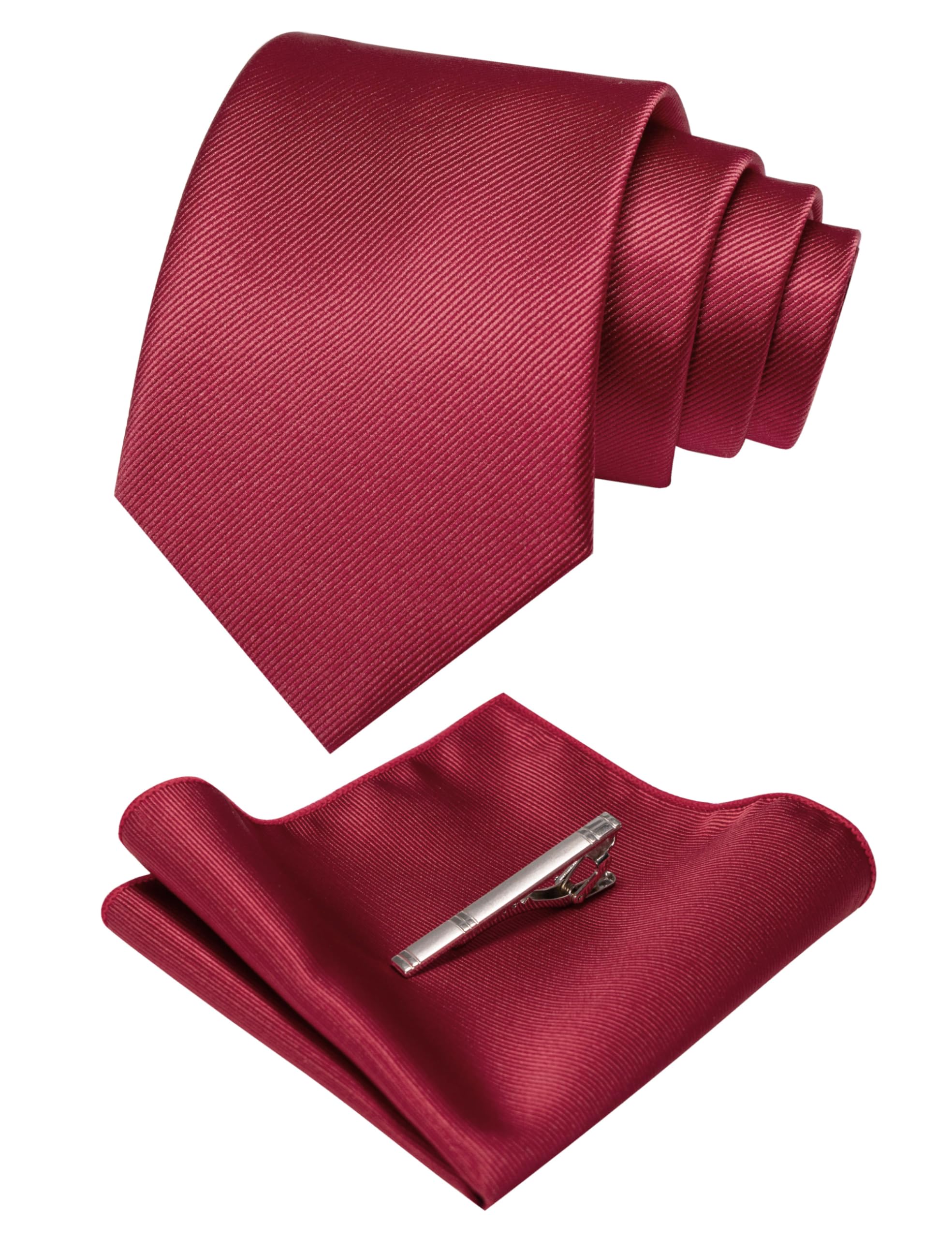 【送料無料】[JEMYGINS] ジェミギンズ 無地 シルクネクタイ チーフ セット ビジネス スーツ ォーマル ネクタイ タイピン ハンカチ セット ネクタイ チーフ セット 深紅