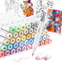 【送料無料】Ohuhu マーカーペン 筆タイプ 48色49本 プロ愛用 パステル イラスト イラストマーカー 筆・細字 ブレンダーペン1本付き Honolulu...