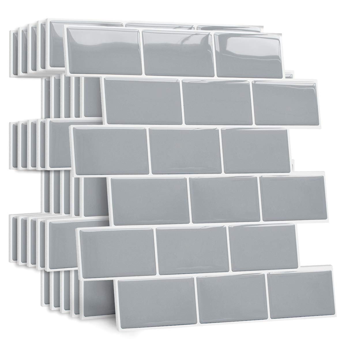 【送料無料】Yoillione タイルシール 防水 厚め 10枚 耐熱 キッチン 洗面所 剥がせる モザイクタイル 壁紙シール 賃貸 DIY 3d リメイクシート 北欧 トイレ雰囲気転換 レンガ調 ライトグレー