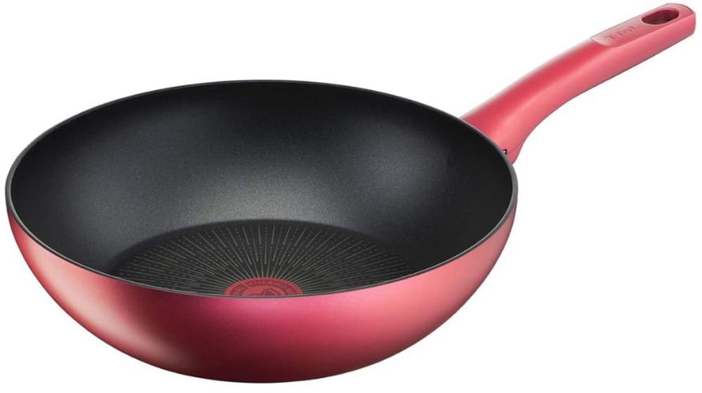 【送料無料】ティファール 炒め鍋 28cm 深型 中華鍋 IH ガス火対応 PFOAなどの有害物質不使用 こびりつきにくさ長持ち 「IHルージュ・アンリミテッド ウォックパン」 レッド G26219