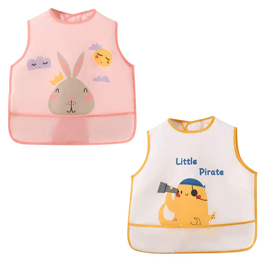 【送料無料】【 2枚セット 】MINGYI お食事エプロン 食事用エプロン ベビー 無袖 マジック式 【日本倉..