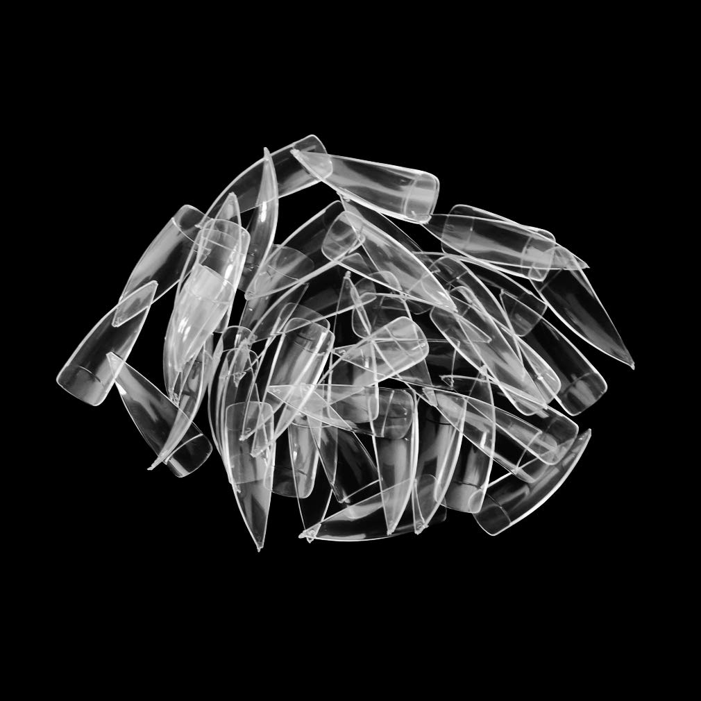 【送料無料】ネイルチップ MUNCVY つけ爪 ネイル用品 10サイズ ロング 無地 デコレーション 付け爪 透明 練習用 尖った シャープ 爪にピッタリ 長い 500枚入れ