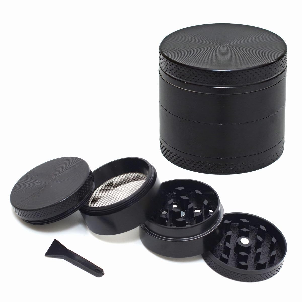 【送料無料】【HAMMARS】 マルチミル 携帯用 小型 グラインダー タバコ ハーブ 喫煙具用 亜鉛合金製 コンパクト ヘラ付き 直径40mm (シルバー)