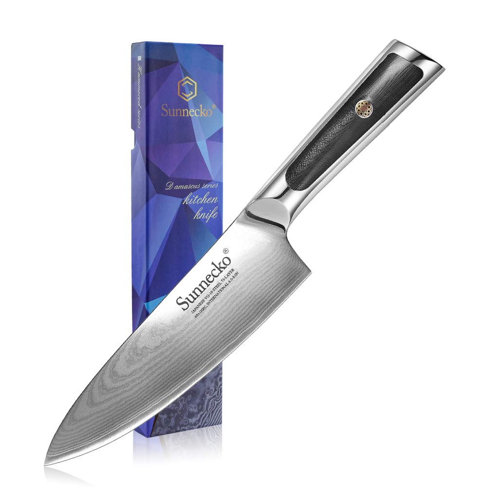 【送料無料】Sunnecko 包丁 三徳包丁 165mm ダマスカス 73層 VG-10 ステンレス 鋼 家庭用 キッチン ナ..