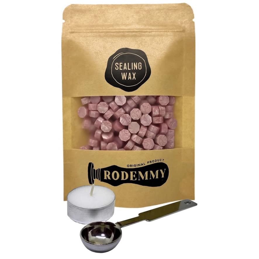 【送料無料】（RODEMMY） シーリングワックス 小粒タイプ 200粒入り スプーン ＆ ロウソク セット (パ..
