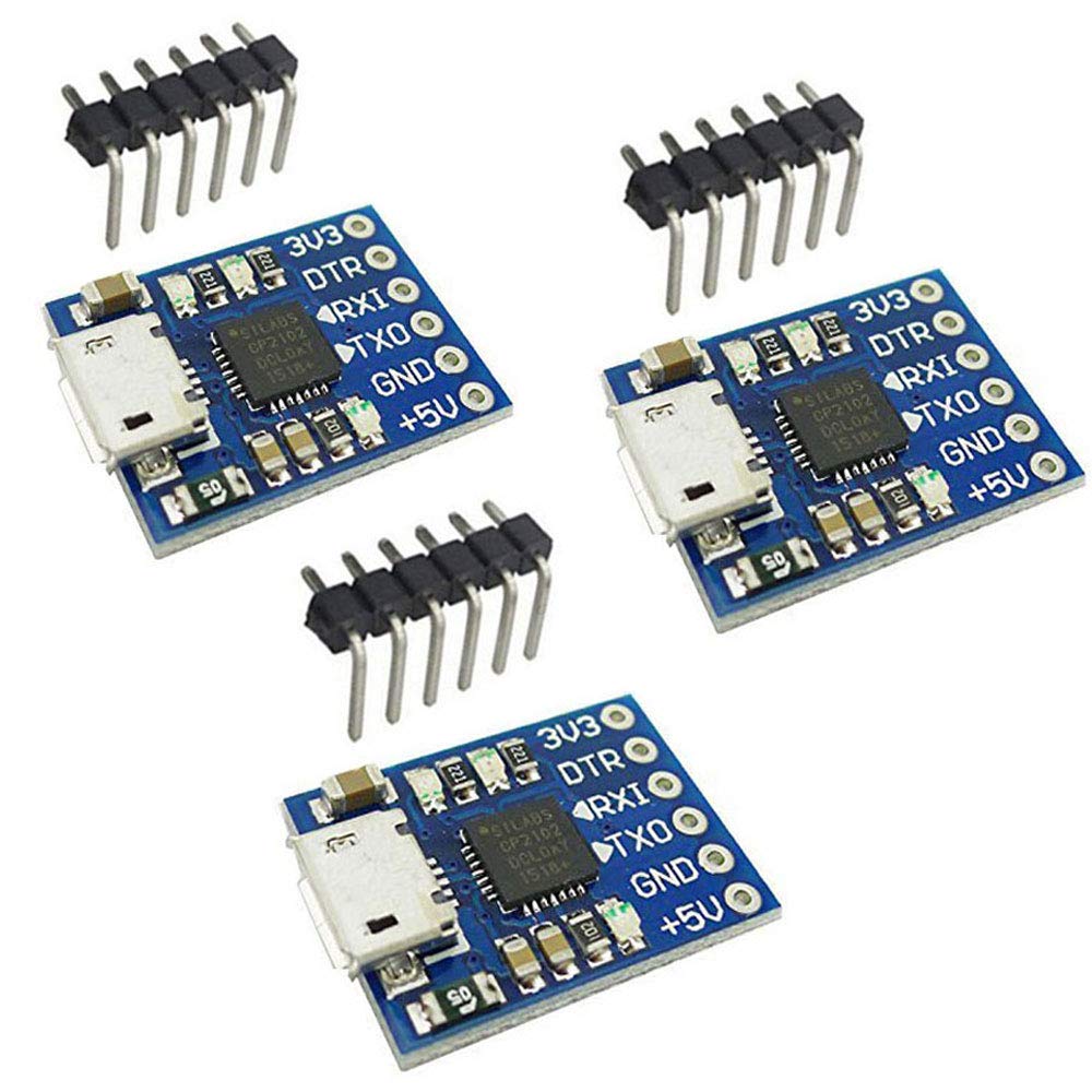 【送料無料】KKHMF 3個 CP2102モジュール マイクロ USB転UART TTL 6ピン シリアル コンバーター 「国内配送」