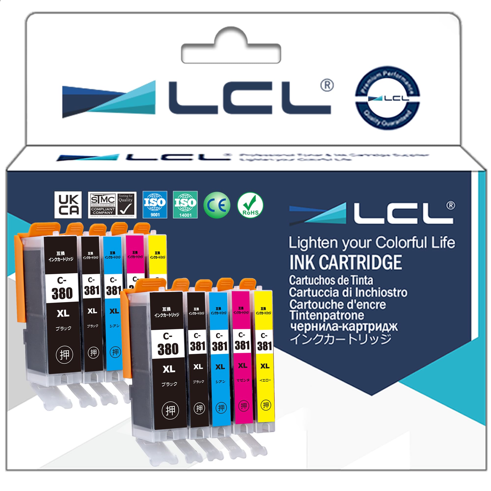 【送料無料】LCL BCI-381XL BCI-380XL 互換インクカートリッジ キヤノン(Canon)対応 381 380 互換インク 5色セット*2 対応機種：TS8430 TS8330 TS8230 TS8130 TS7430 TS7330 TS6330 TS6230 TS6130 TR9530 TR8630 TR8530 TR7530 大容量 残量表示 個別包装 キャノン互換 イ