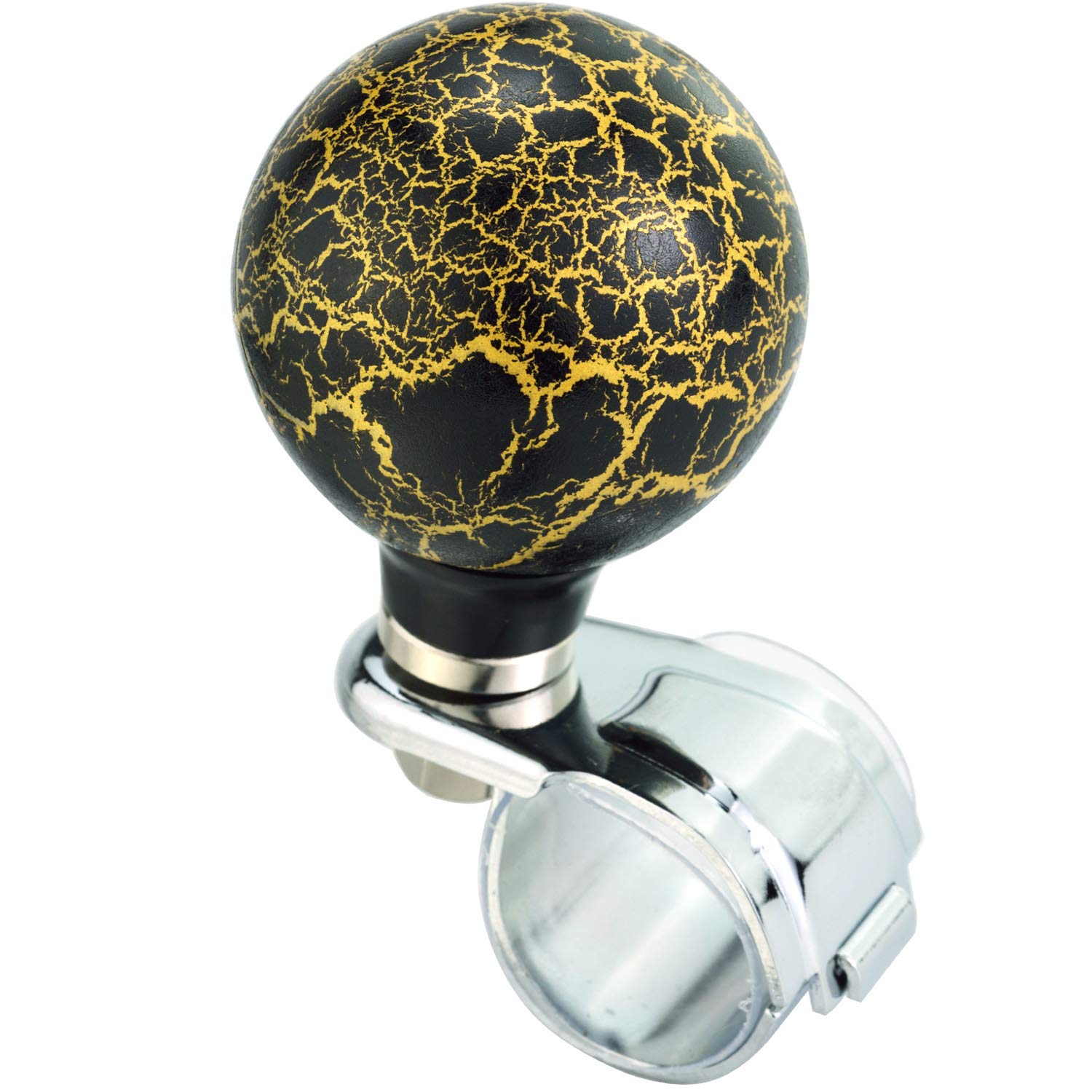 【送料無料】Lunsomボールステアリングホイールノブマーブリングラウンドハンドルスピナーターニンググリップヘルパードライビングパワーエイドコントロールほとんどの車両に適しています (ブラック)