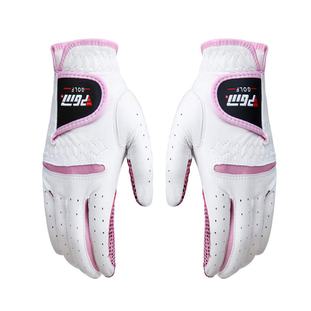 【送料無料】QIRUNレディースゴルフグローブ 天然羊革 両手用 女性用 全天候 耐久性 柔らかい快適 ゴルフ手袋 通気孔付き 滑り止め 17cm～21cm選択可能 男女兼用