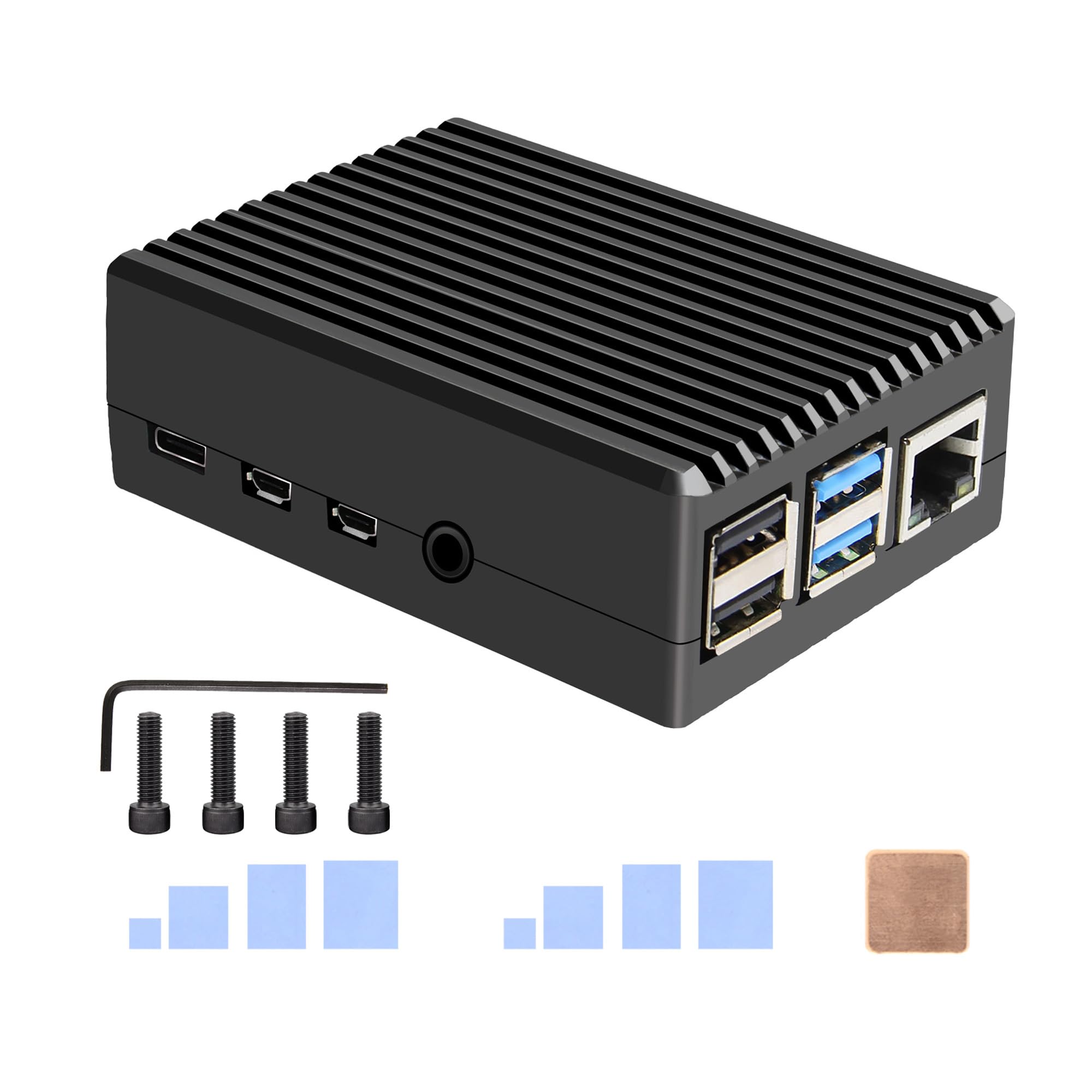 【送料無料】Geekworm Raspberry Pi 4 ケース 受動冷却金属ケース＆アルミ合金ケース、ラズベイリーパイ4のみ適用（P173黒色）