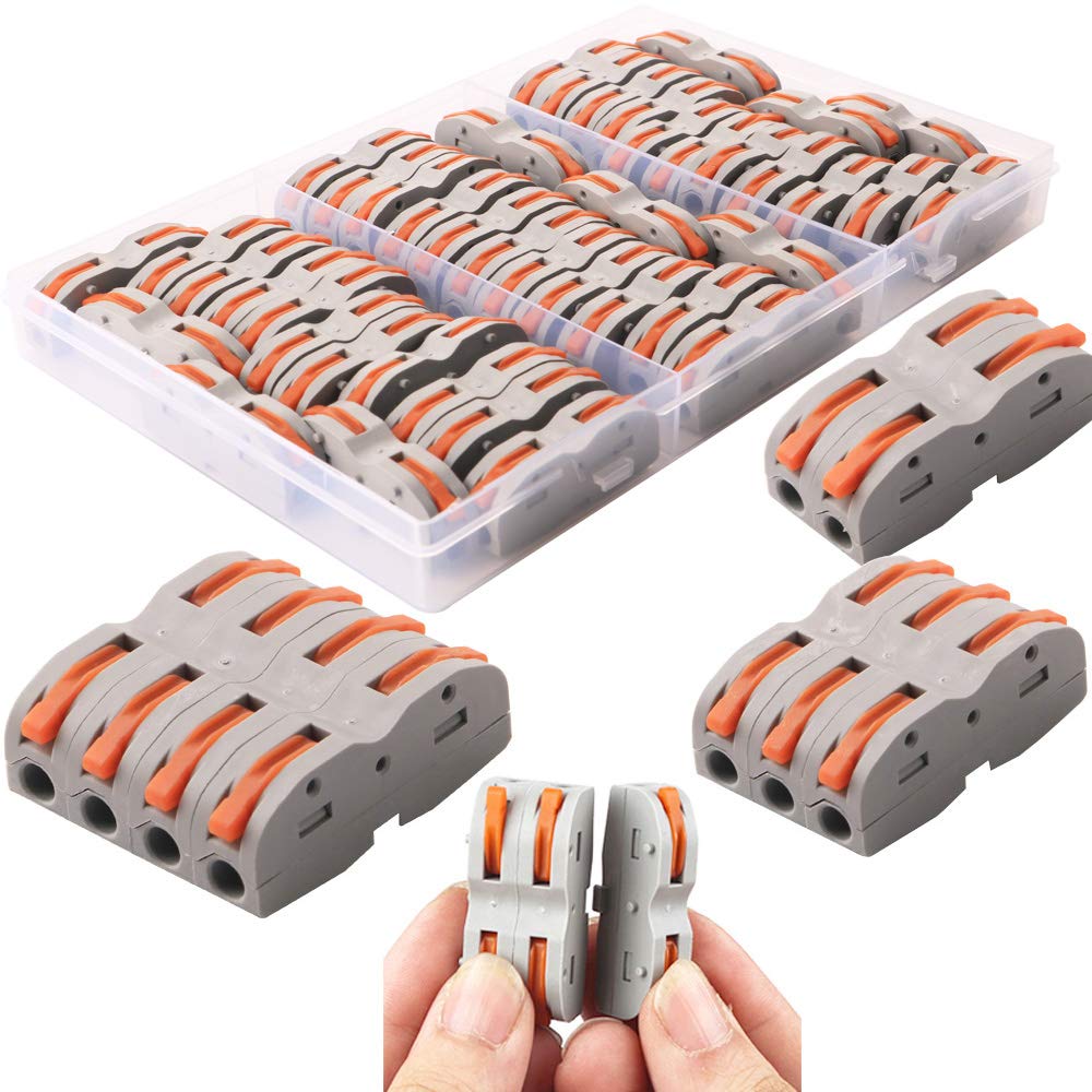 【送料無料】CESFONJERコンパクトスプライスコネクタ、ワンタッチコネクターより線・単線接続可能コネクタ、双方向端子台、自由に組み合わせることができる新しいケーブルコネクタ (42 個 SPL-1)