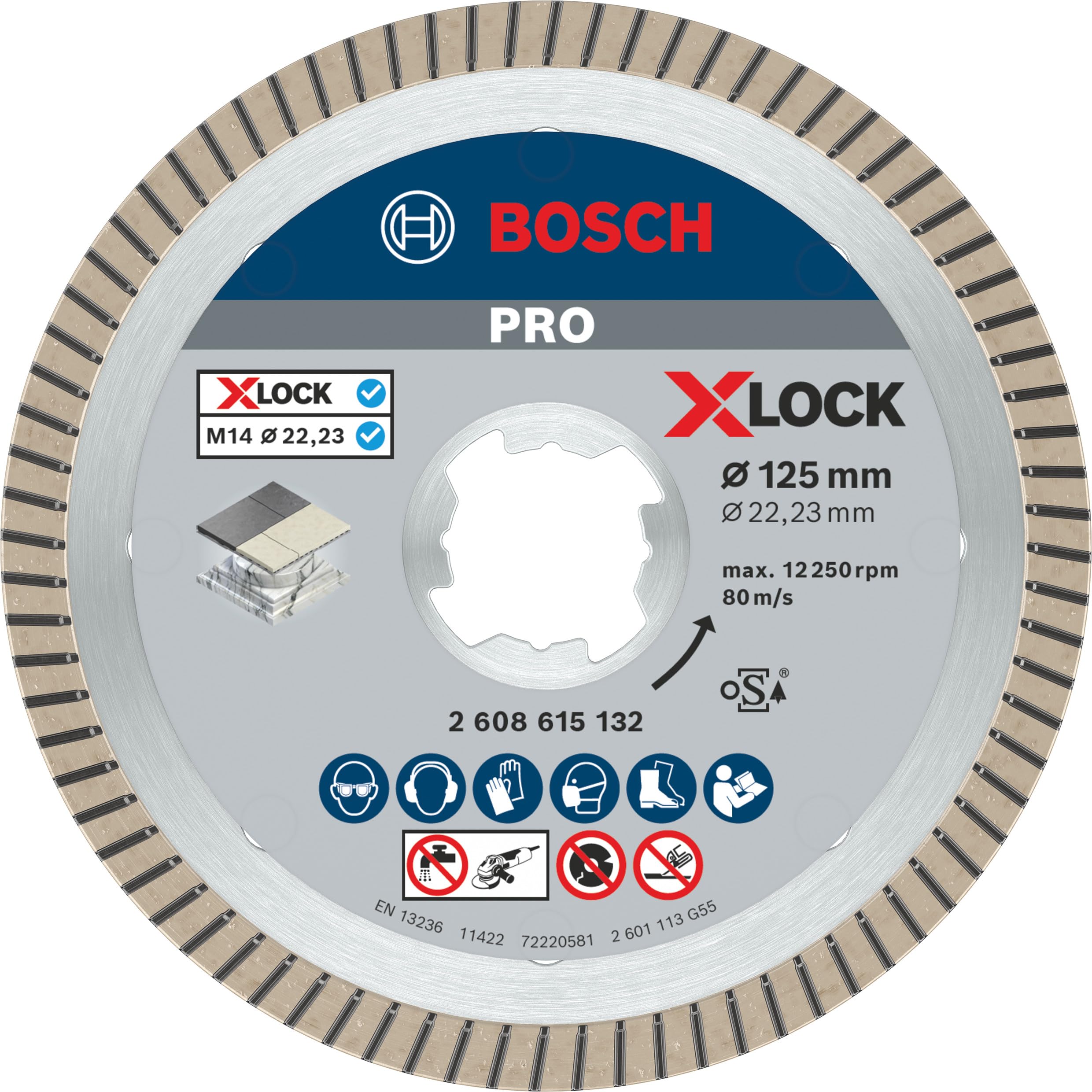 【送料無料】ボッシュ(BOSCH) X-LOCK ダイヤホイールベスト (タイル用波型・125mmφ ...