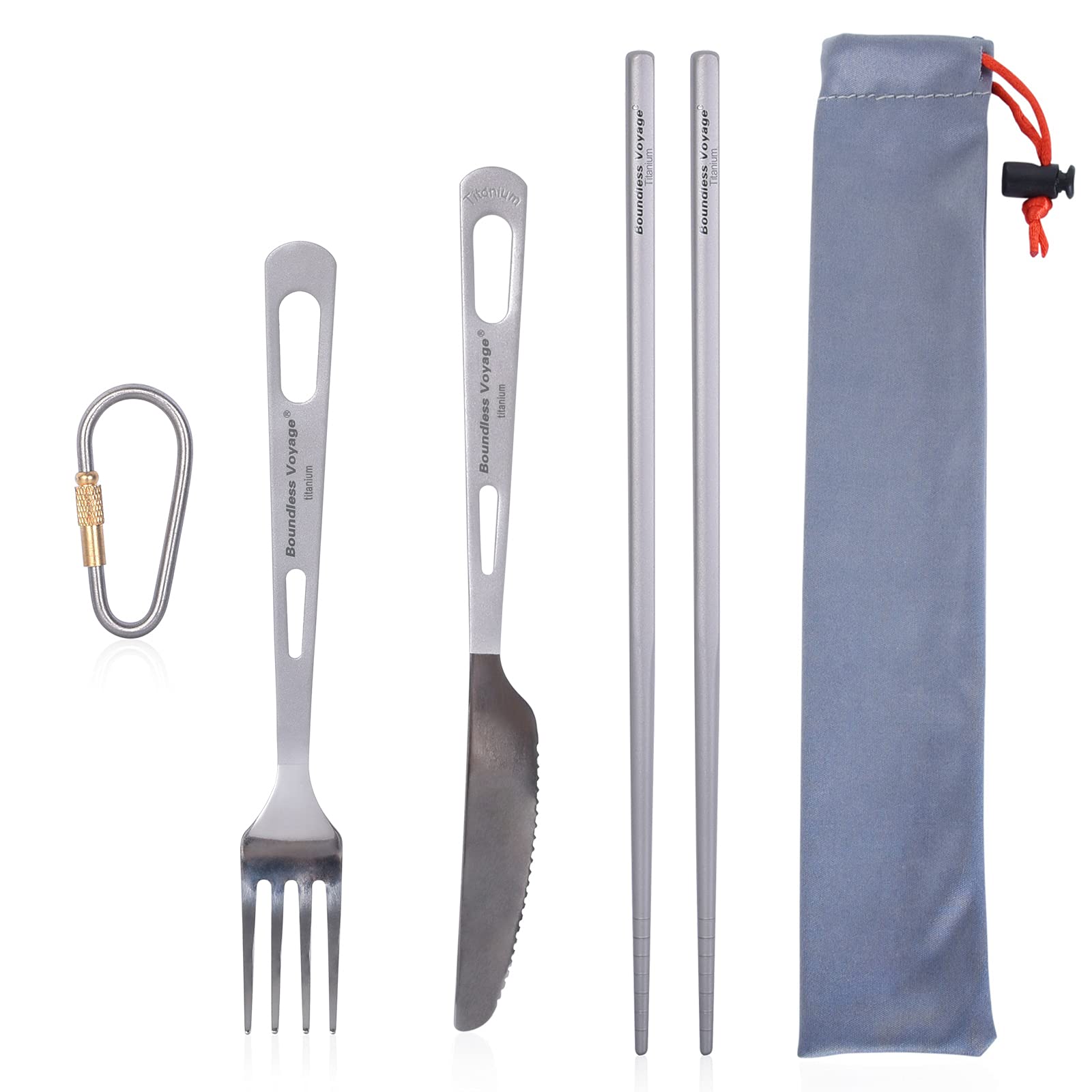 【送料無料】Boundless Voyage チタンカトラリー フォーク/ナイフ/箸 3点セット キャンプカトラリーセ..