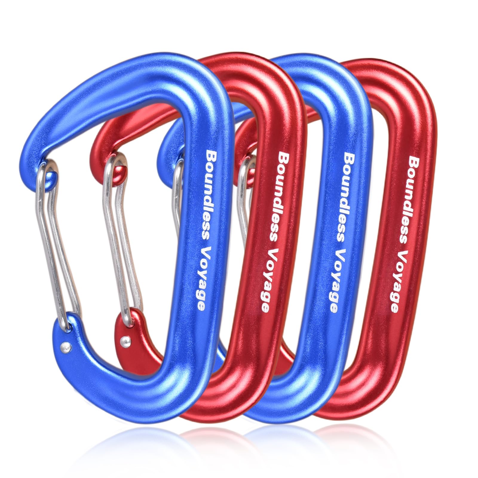 【送料無料】Boundless Voyage カラビナ 登山用 高強度 12kN【1200KG】 小型 Dリング 7075アルミニウム合金 超軽量 ハンモック クライミング レスキュー アウトドア用品 全3色(Rdx2+Blux2) BV1026