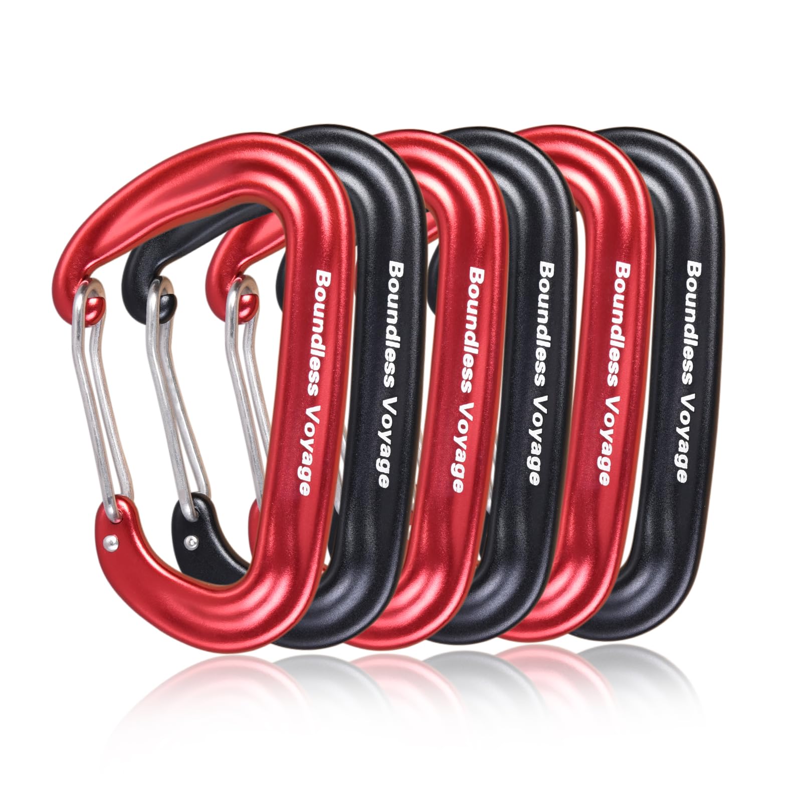 【送料無料】Boundless Voyage カラビナ 登山用 高強度 12kN【1200KG】 小型 Dリング 7075アルミニウム合金 超軽量 ハンモック クライミング レスキュー アウトドア用品 全3色(Rdx3+Blkx3) BV1026