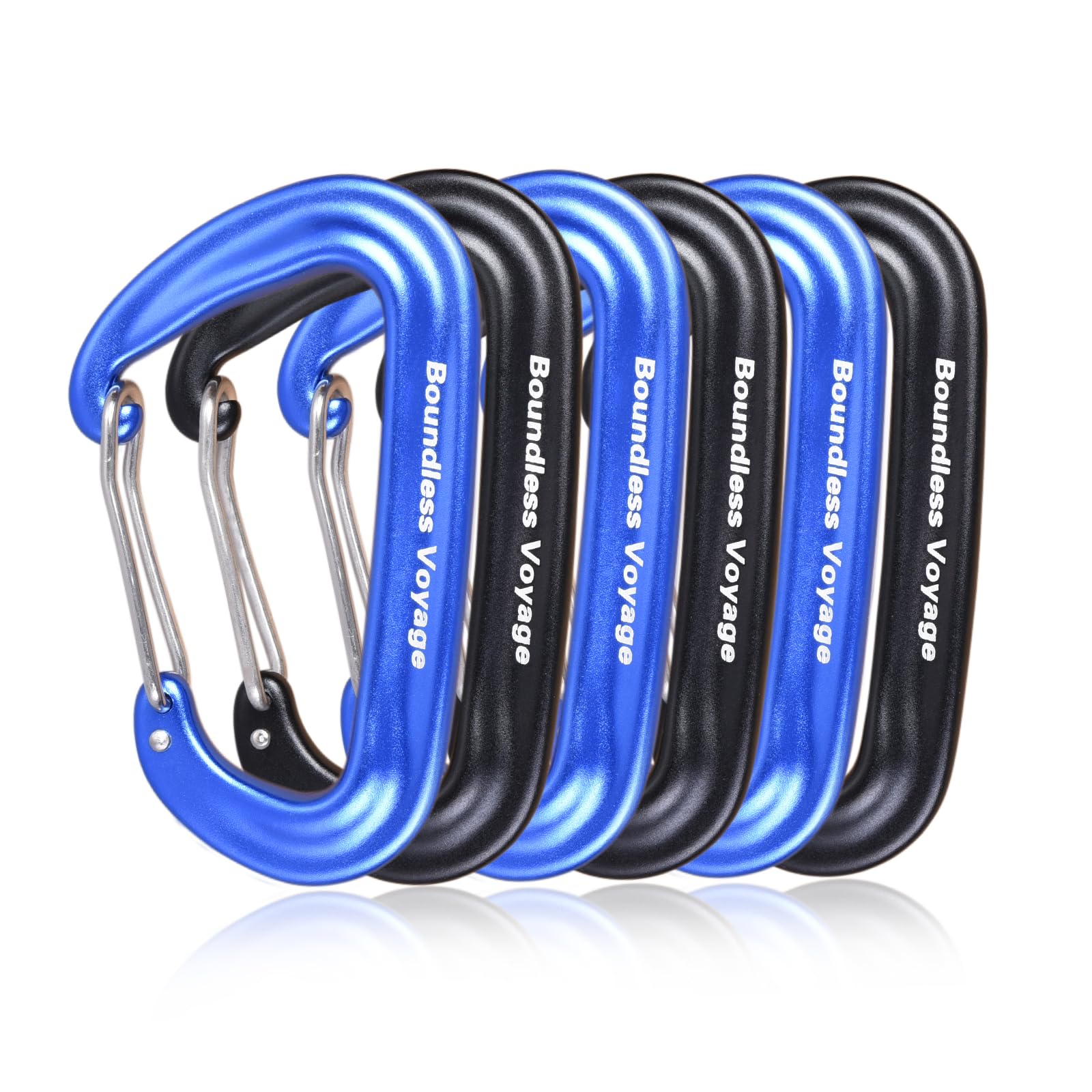 【送料無料】Boundless Voyage カラビナ 登山用 高強度 12kN【1200KG】 小型 Dリング 7075アルミニウム合金 超軽量 ハンモック クライミング レスキュー アウトドア用品 全3色(Blux3+Blkx3) BV1026