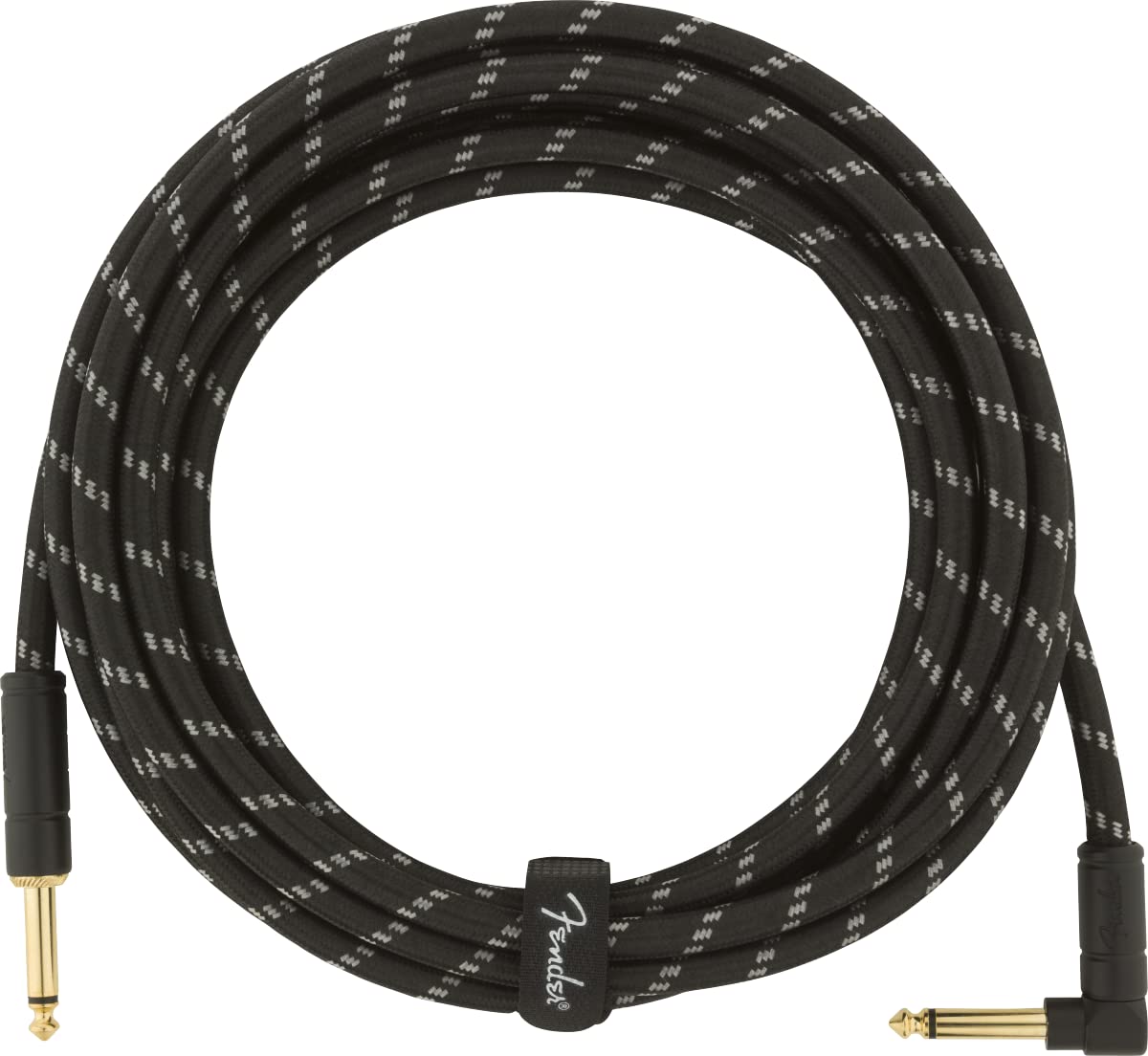 【送料無料】Fender シールドケーブル Deluxe Series Instrument Cable, Straight/Angle, 15' Black Tweed 08