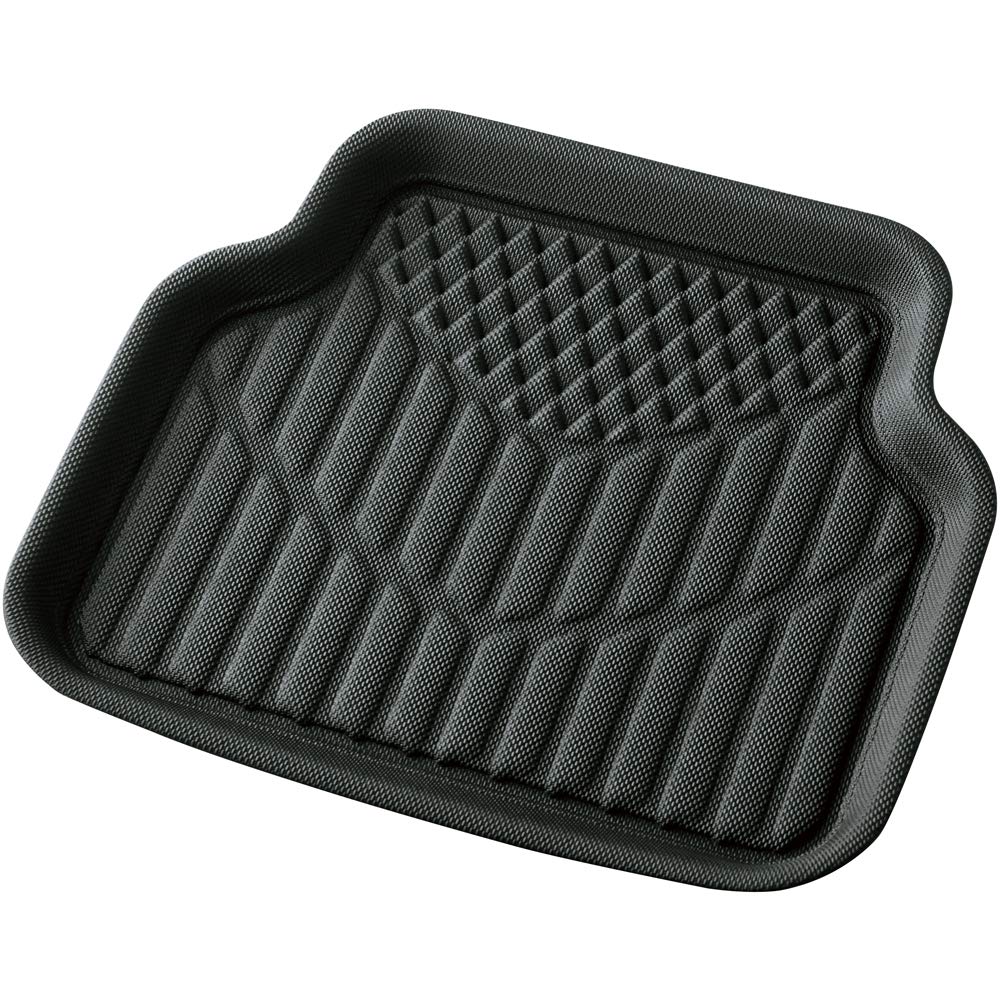 【送料無料】ボンフォーム(BONFORM) カーマット 3Dタフガード 軽/普通車 リヤ 1枚 ズレ防止加工 丸洗いOK 雨・雪・泥汚れに強い 防水性・耐久性にTPE素材 50x45cm ブラック 6447-08BK