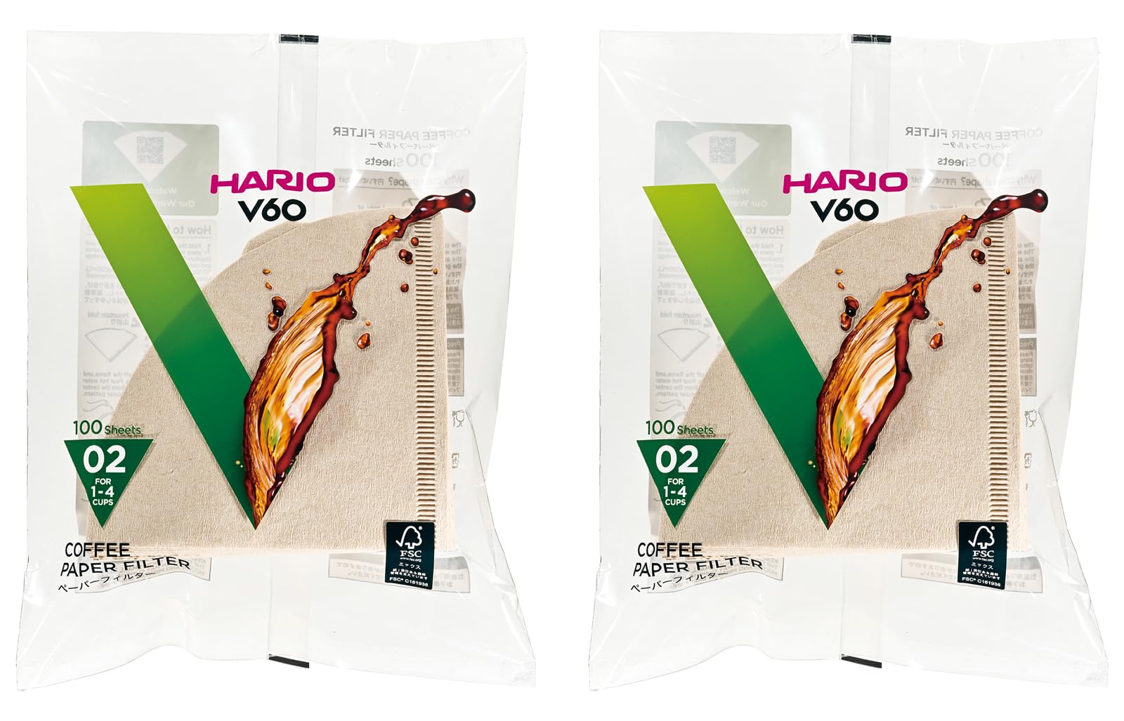 【送料無料】HARIO(ハリオ) V60用 ペーパーフィルター 02M 1~4杯用 200枚入り みさらし VCF-02-100M