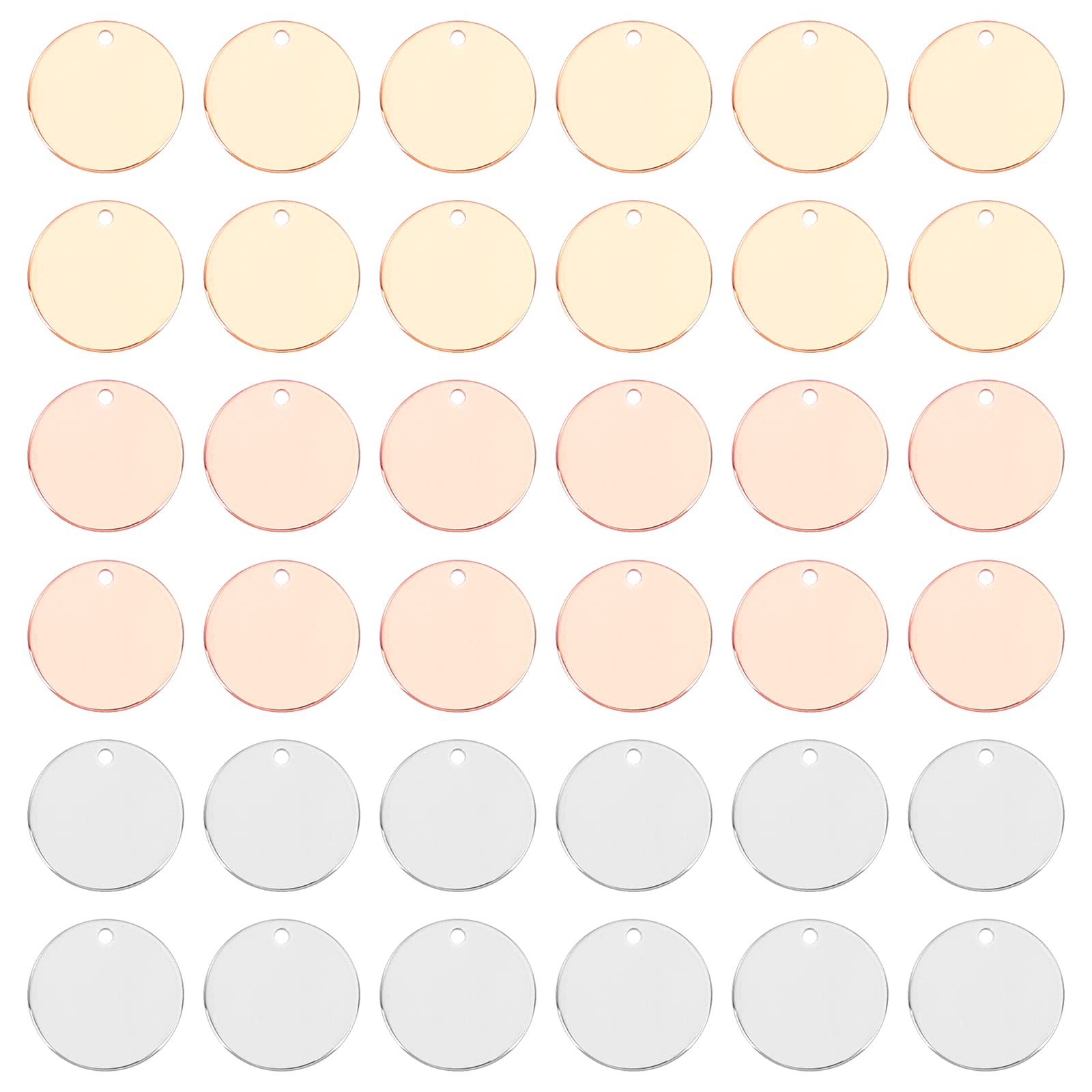 【送料無料】[PH PandaHall] 約60個セット 4色 304ステンレス 刻印 タグ 直径15mm 名札 プレート 丸形 ..