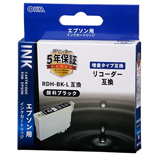 【送料無料】OHM エプソン リコーダー RDH-BK-L対応 互換インクカートリッジ ブラック増量 INK-ERDHLB-BK 01-4308(2)