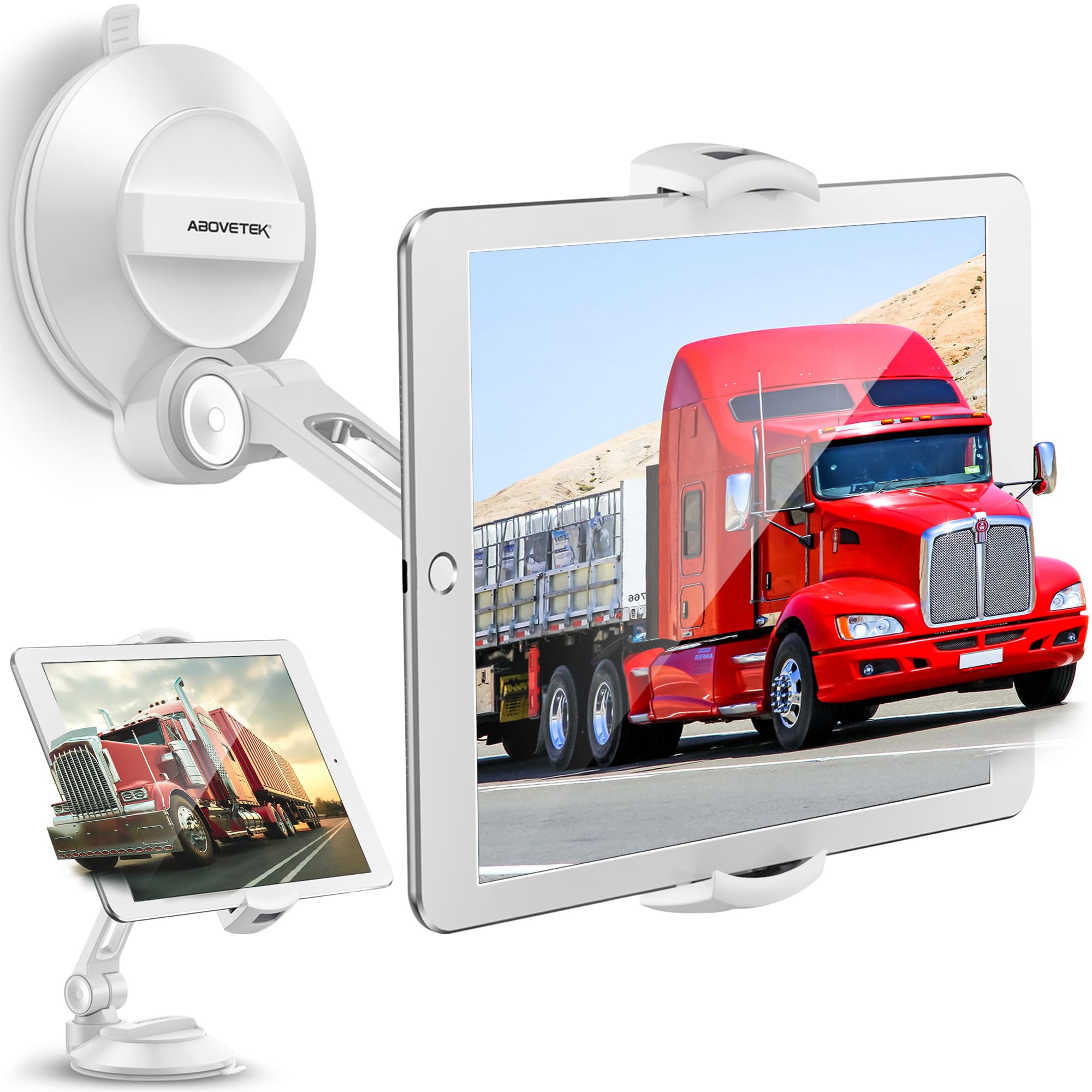 【送料無料】AboveTEK 360度回転アルミ製 | タブレットホルダー | 車載 吸盤式 | 強力吸盤付き | スマ..