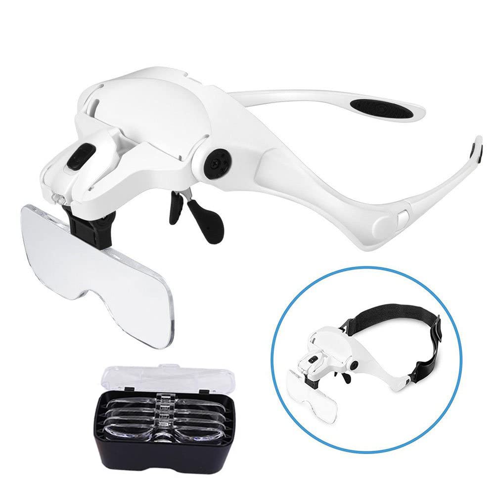 【送料無料】Tumao ヘッドルーペ ルーペ メガネ LED付拡大鏡 眼鏡の上装着 メガネゴムバンド ...