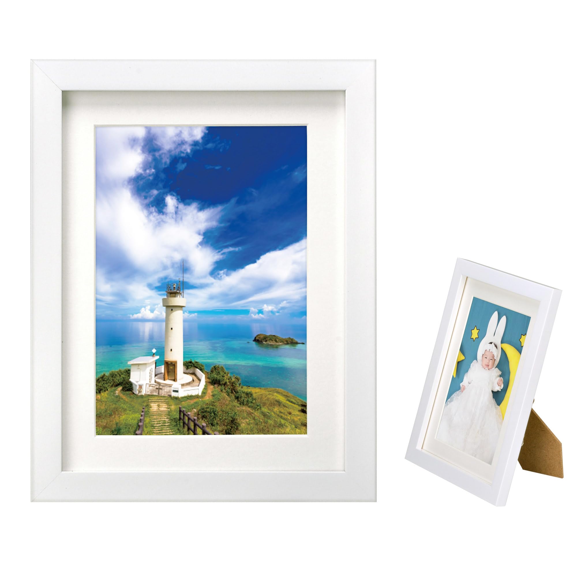 【送料無料】ハクバ HAKUBA 額縁 MM-01 2L 木製 スタンド付 ホワイト FWMM01-WT2L