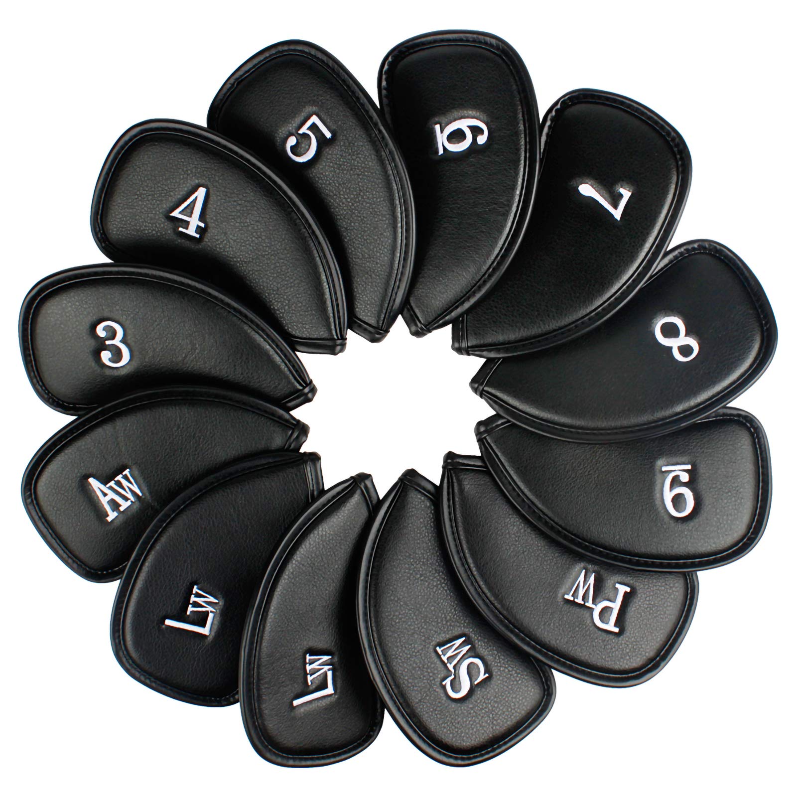 【送料無料】Andux 合成レザー ゴルフクラブアイアンヘッドカバー セット ブラック x12 Mt ...