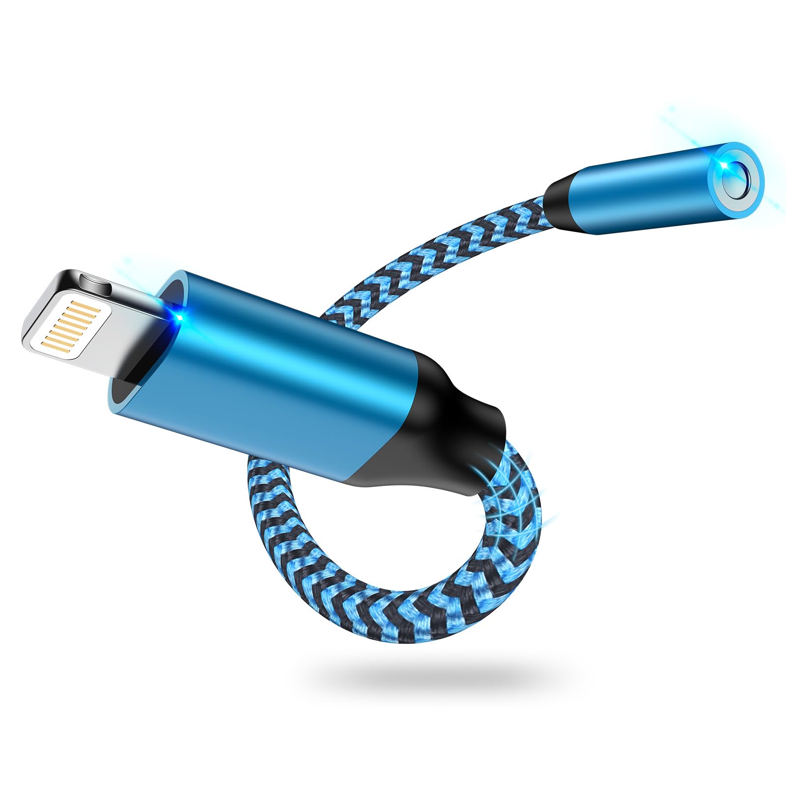 【送料無料】iPhone イヤホン変換アダプタ18cm Lightning - 3.5mm イヤホンジャツク HIFI音質 MFI認証 Haoano 24-bitハイレゾ ライトニング 3.5mm変換ケーブル 通話/音量調節 iPhone14/13/12/11/SE/XS/iPad/iPod Touch5/6/7に対応 ブルー