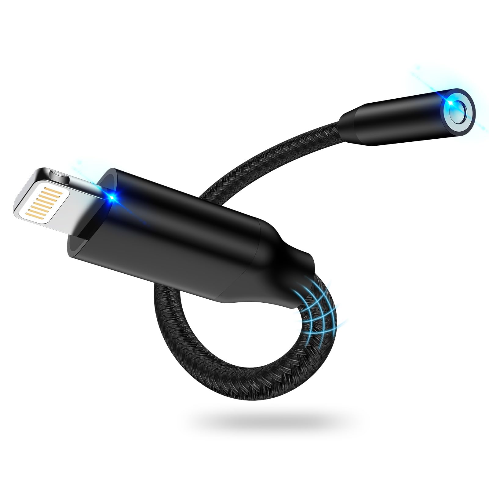 【送料無料】iPhone イヤホン変換アダプター 18cm HIFI音質 Lightning - 3.5mm イヤホンジャツク MFI認証 Haoano 24-bitハイレゾ ライトニング 3.5mm変換ケーブル 通話/音量調節 iPhone14/13/12/11/SE/XS/iPad/iPod Touch5/6/7に対応 ブラック