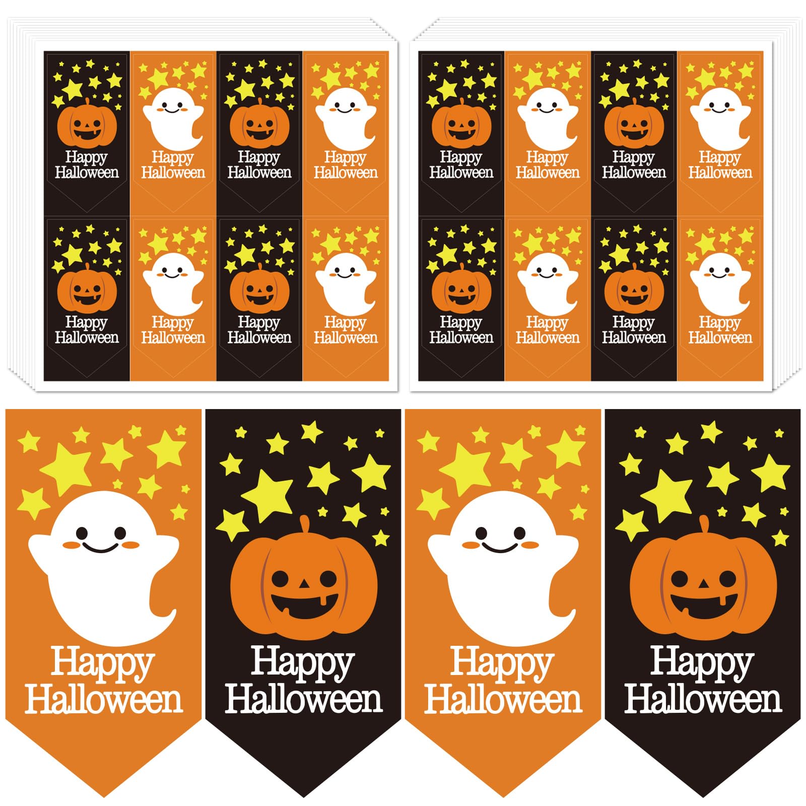 【送料無料】Kesote ハロウィン ギフトシール 160枚入 大きい 長方形 シール ギフトステッカー ラッピ..