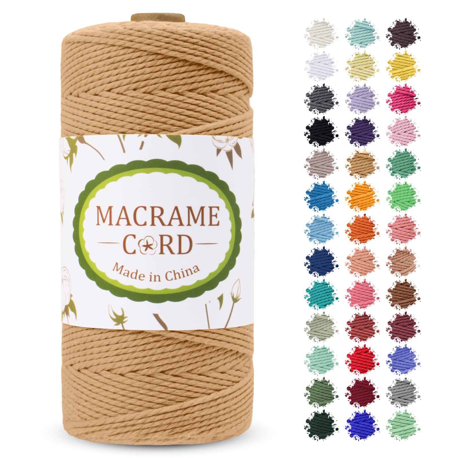 【送料無料】LEREATI マクラメロープ 2mm x 200m マクラメ糸 綿ロープ yarn コットン綿糸 ひもめん 紐 ..