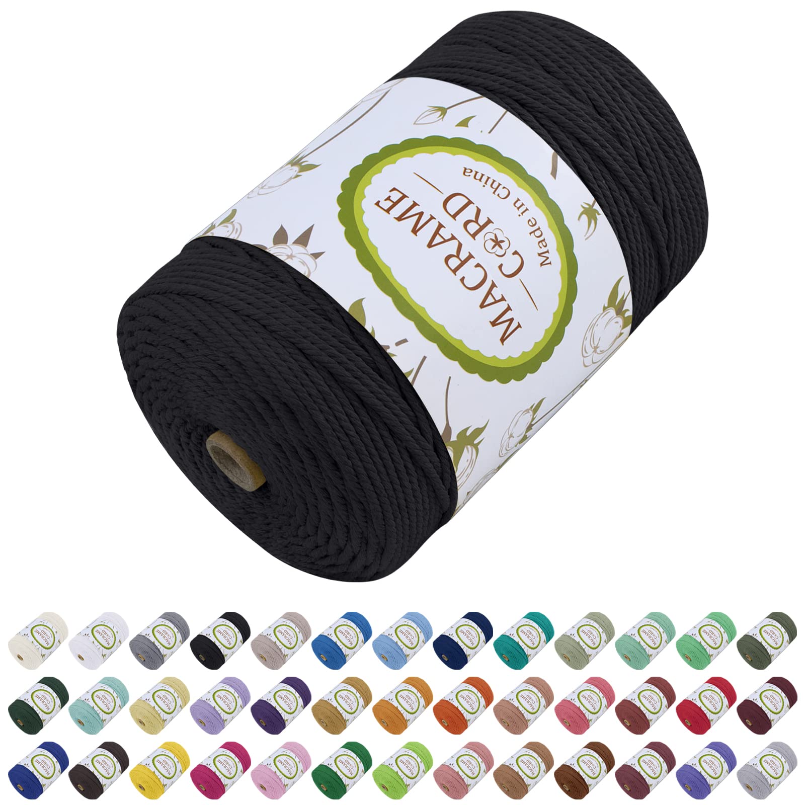 【送料無料】LEREATI マクラメロープ 3mm x 300m, マクラメ 糸 コットン マクラメ 紐 天然綿糸, 綿ロー..