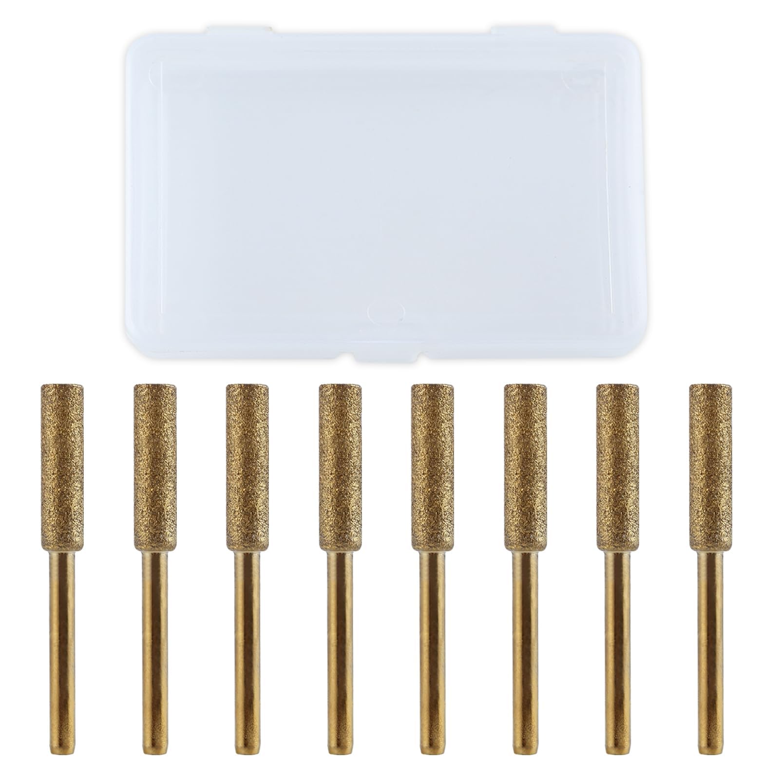 【送料無料】LEONTOOL チェーンソー ダイヤモンド 8本セット 4.8mm ダイヤモンドチェーンソー研磨機 チェーンソー目立機 チェーンソー研磨 研削用ドリルビット チタンメッキ 軸付ダイヤモンド砥石 円筒形 先端 研磨ビット ダイヤモンドビット ダイヤモンドバー 3mm軸 研