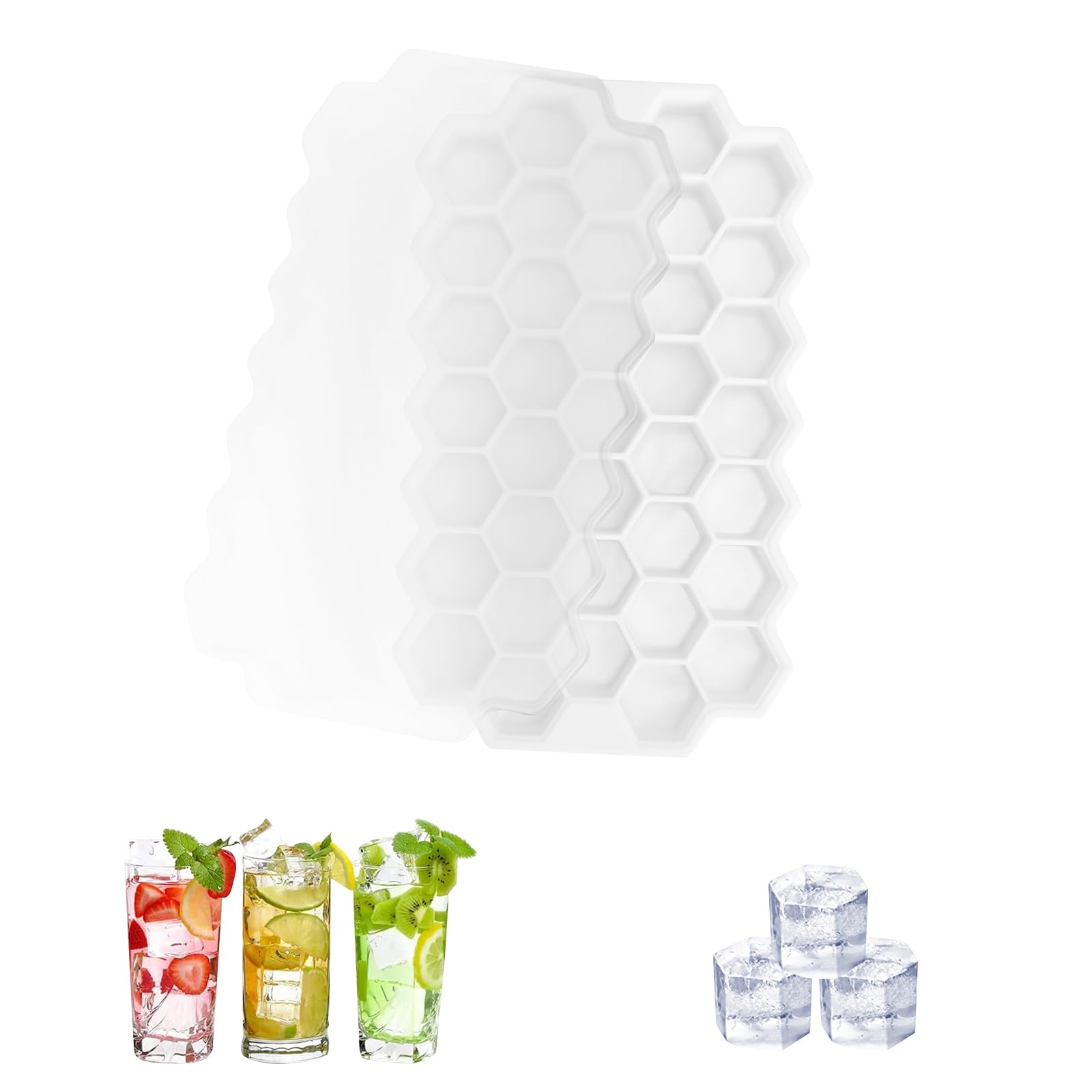 【送料無料】【BEAUTY PLAYER】製氷皿 蓋付き アイストレー シリコン 氷モールド 製氷器 お茶やお酒用氷が作れる 37個取り 氷の器 ハニカム型 バレンタインデーホワイトデーチョコレート作り フタ付き アイストレー (ホワイト ハニカム型)