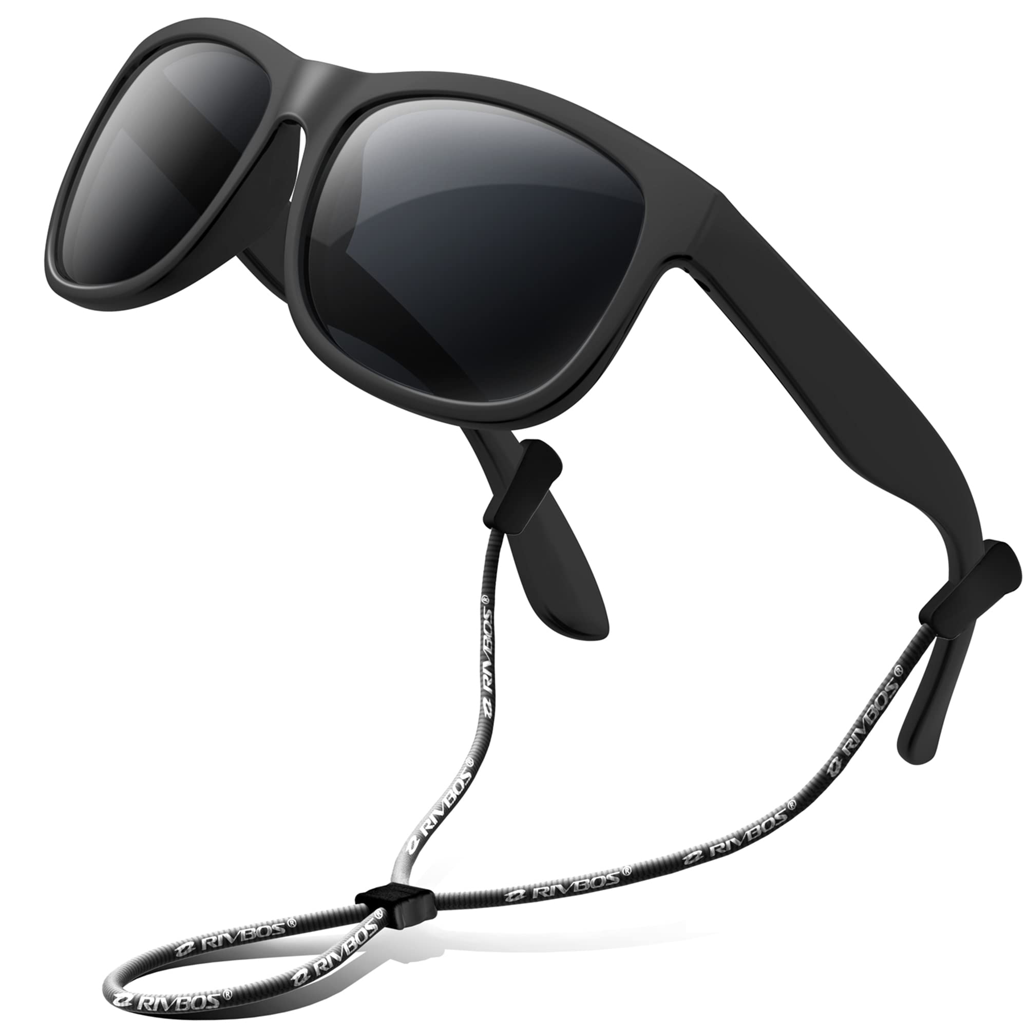 【送料無料】[RIVBOS] リバッズ RBK023 キッズ 子供用サングラス 偏光レンズ ゴムフレーム UVカット (ブラック)