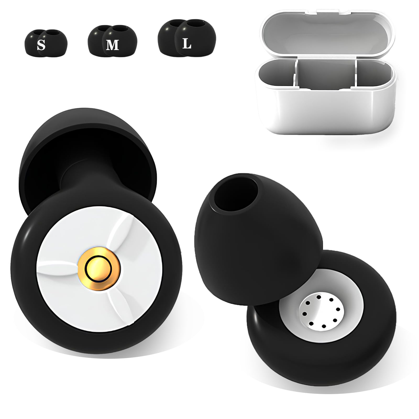 【送料無料】SijiRuge 耳栓 睡眠用 安眠 快眠グッズ ノイズ低減40dB 遮音 勉強 飛行機 仕事 シリコン耳栓 水洗い可能 3ペア(S・M・Lサイズ x 各1セット) -ブラック