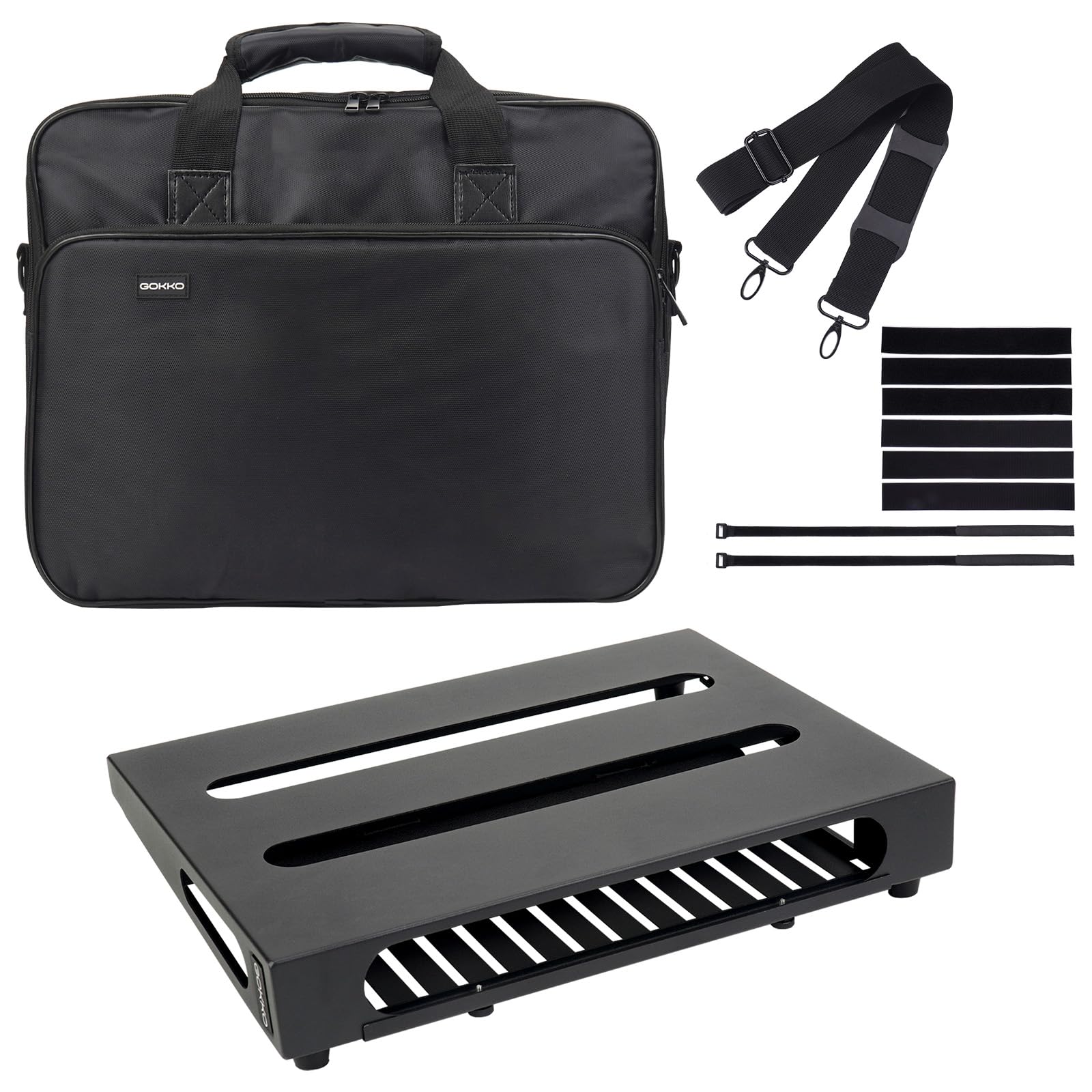 【送料無料】GOKKO ギターエフェクター ボード ペダルボード 収納バッグ付き(M-ブラック)