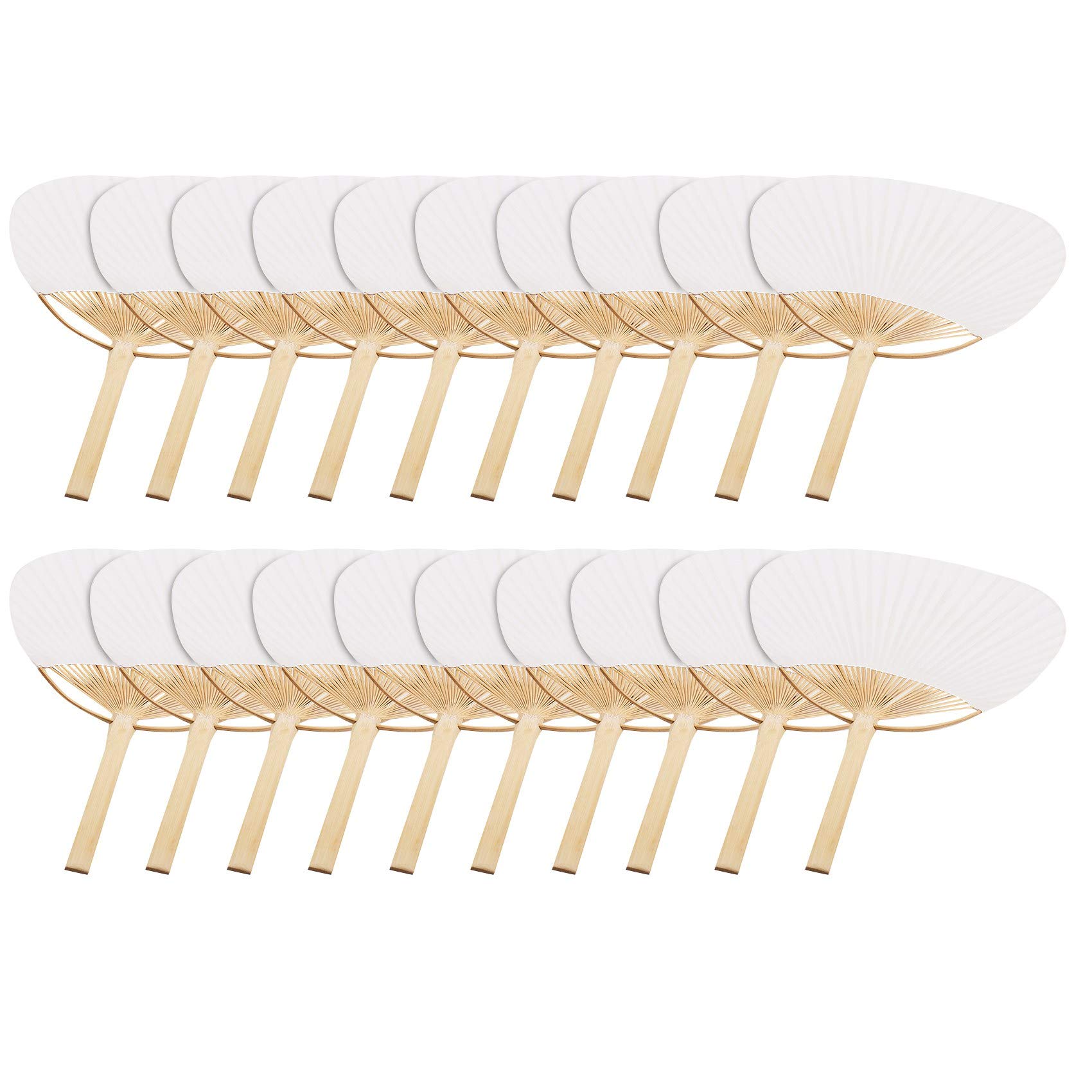 【送料無料】Limnyves 20枚うちわ 純白の竹のハンドル空の書道絵画ブランク団扇おうぎ白い扇子手作り用..