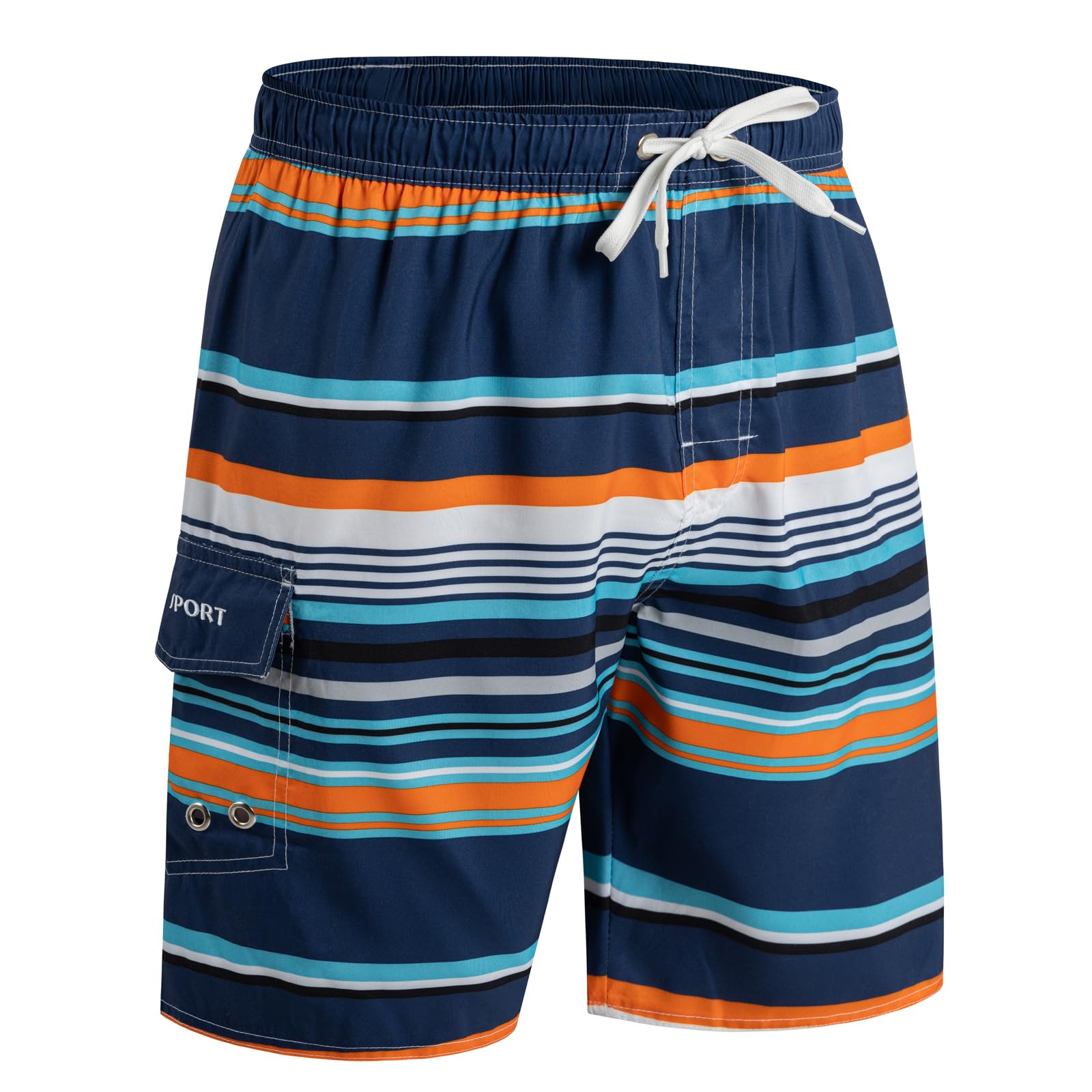 【送料無料】[KEFITEVD] サーフパンツ メンズ 水着 海水パンツ 大きいサイズ ドライ スイムショーツ サーフィン スポーツウェア 水陸両用 トランクス 5分丈 カジュアル マルチカラー L