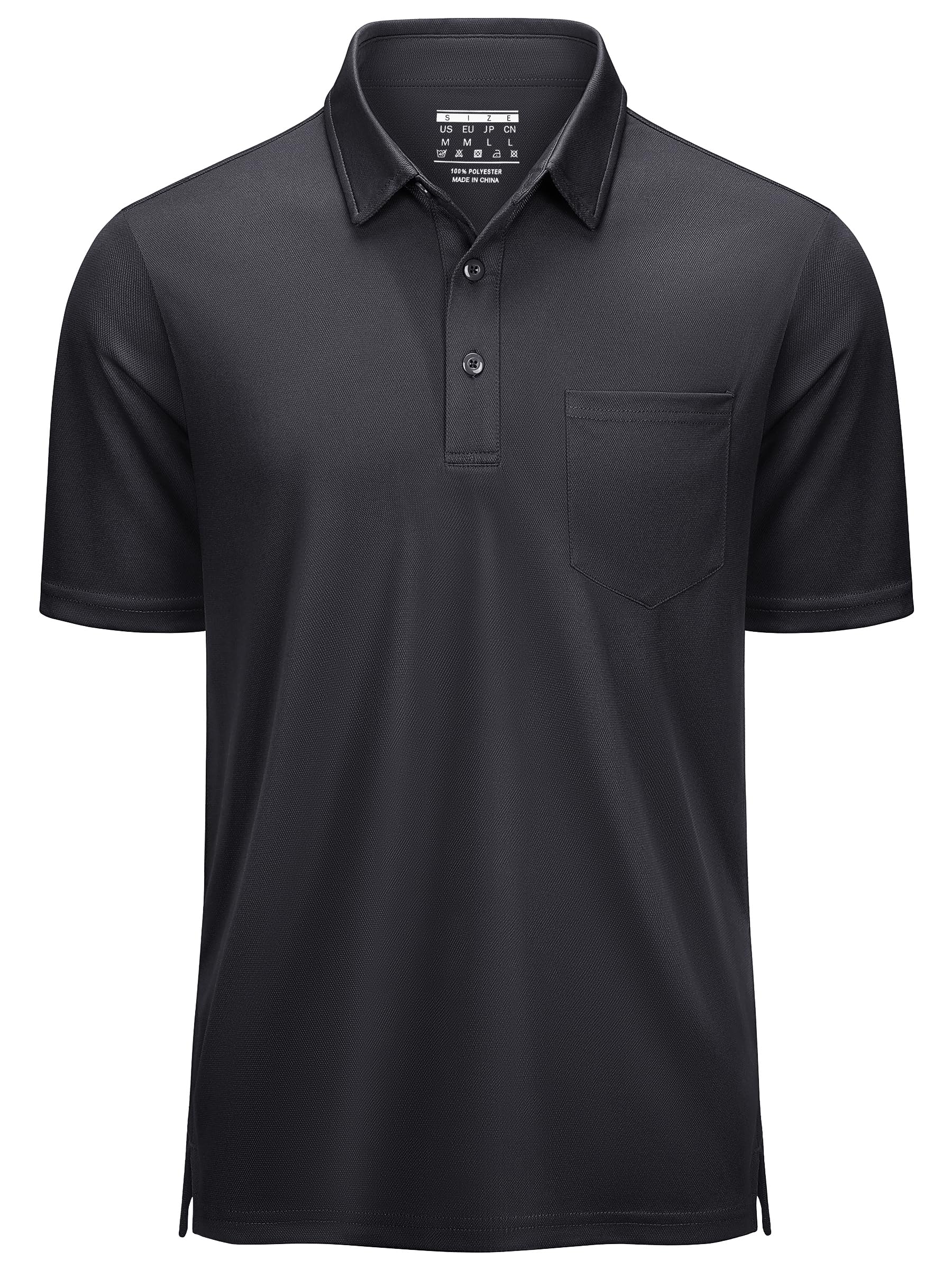 【送料無料】[KEFITEVD] 半袖 ポロシャツ メンズ 黒 スポーツ tシャツ トレッキングウェア ストレッチ ビジネス ポロ 大きいサイズ ゴルフウエア ブラック M