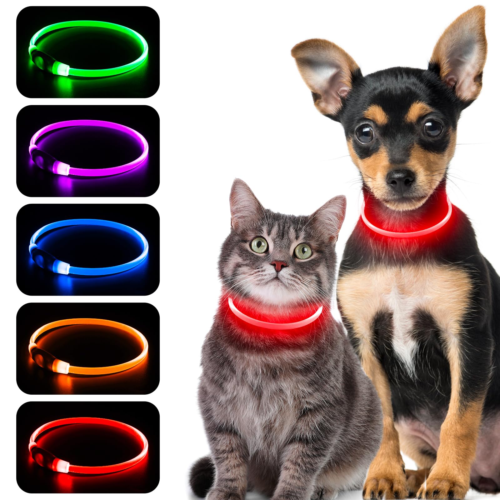 【送料無料】Kpuplol LED 犬首輪 犬ライト 散歩 子犬 首輪 犬用訓練首輪 小型、中型、大型犬用首輪 ペット用品TPU材料[500m先から目視可能] ペット 夜間 安全性 防水 スモール ミディアム ラージ (レッド)