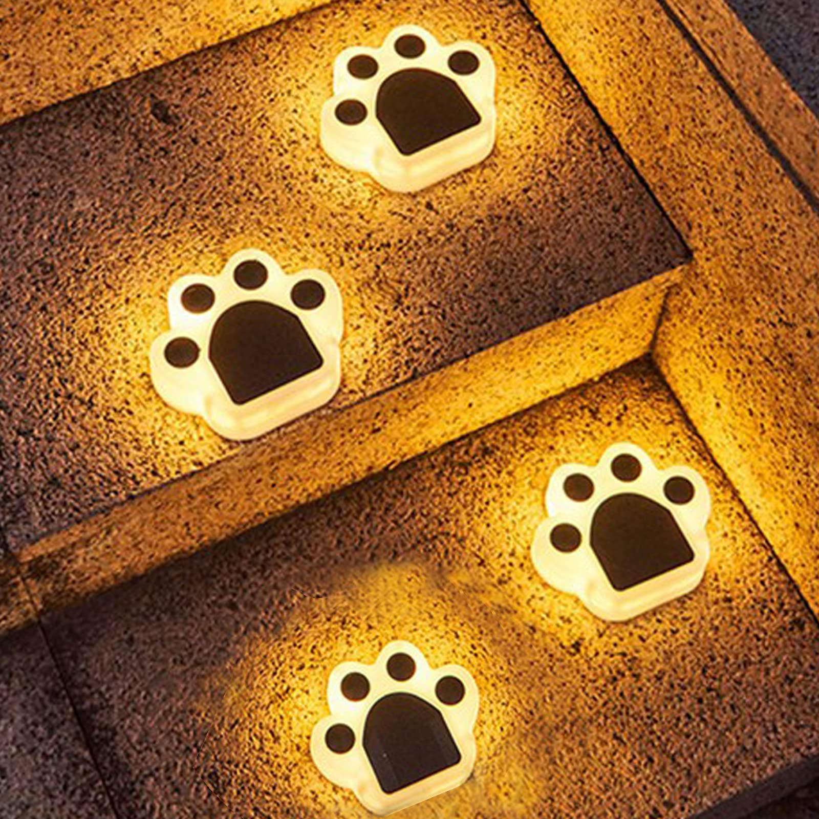 【送料無料】QuiExact ソーラーライト 4点セット 肉球ライト 屋外 埋め込み 壁掛け 防水 高輝度 自動点灯 消灯 LED 光センサー 太陽光パネル充電...