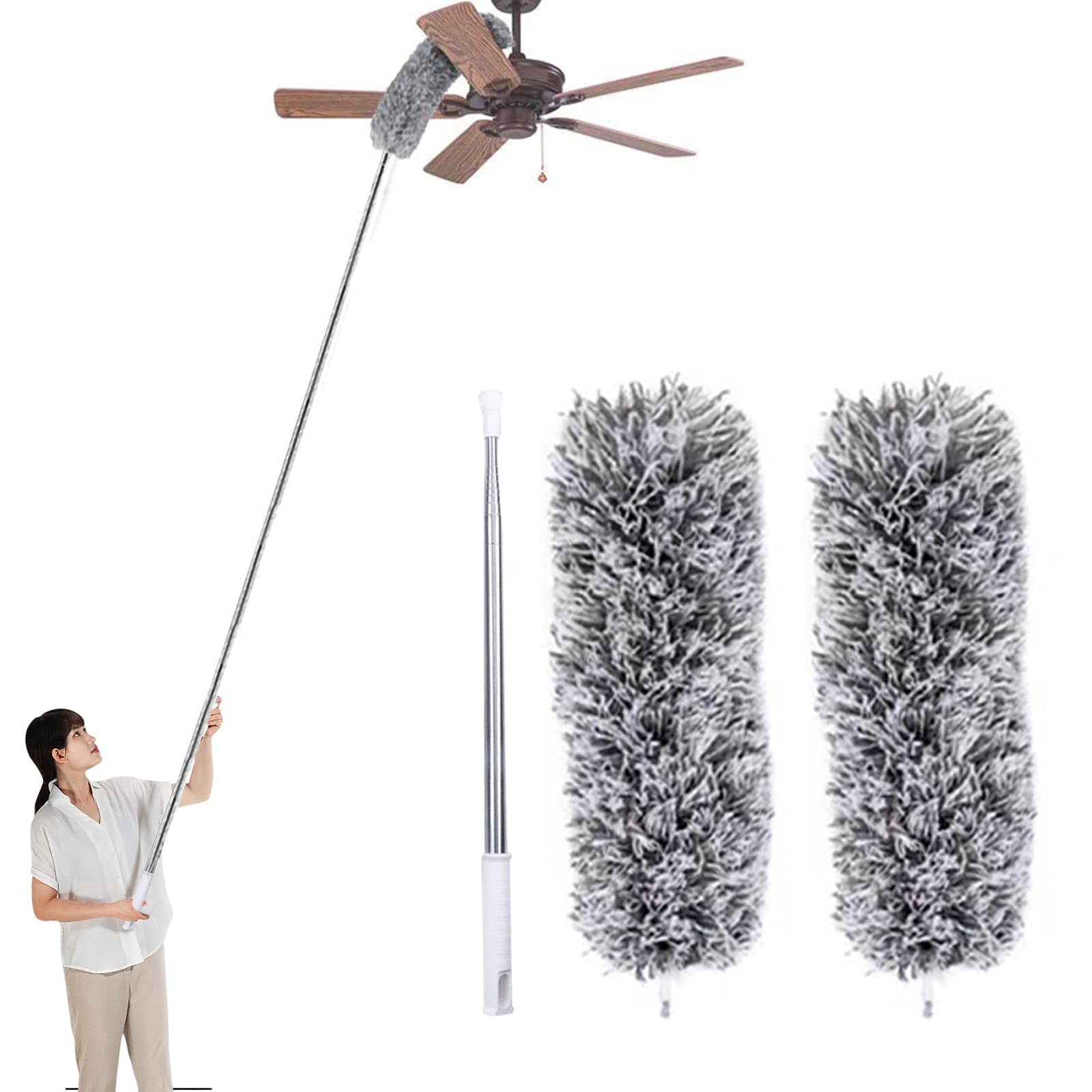 【送料無料】GreenGee ほこりとり ホコリ取り はたき 1セット（交換用ヘッド2個 ハンディモップ 280cm..