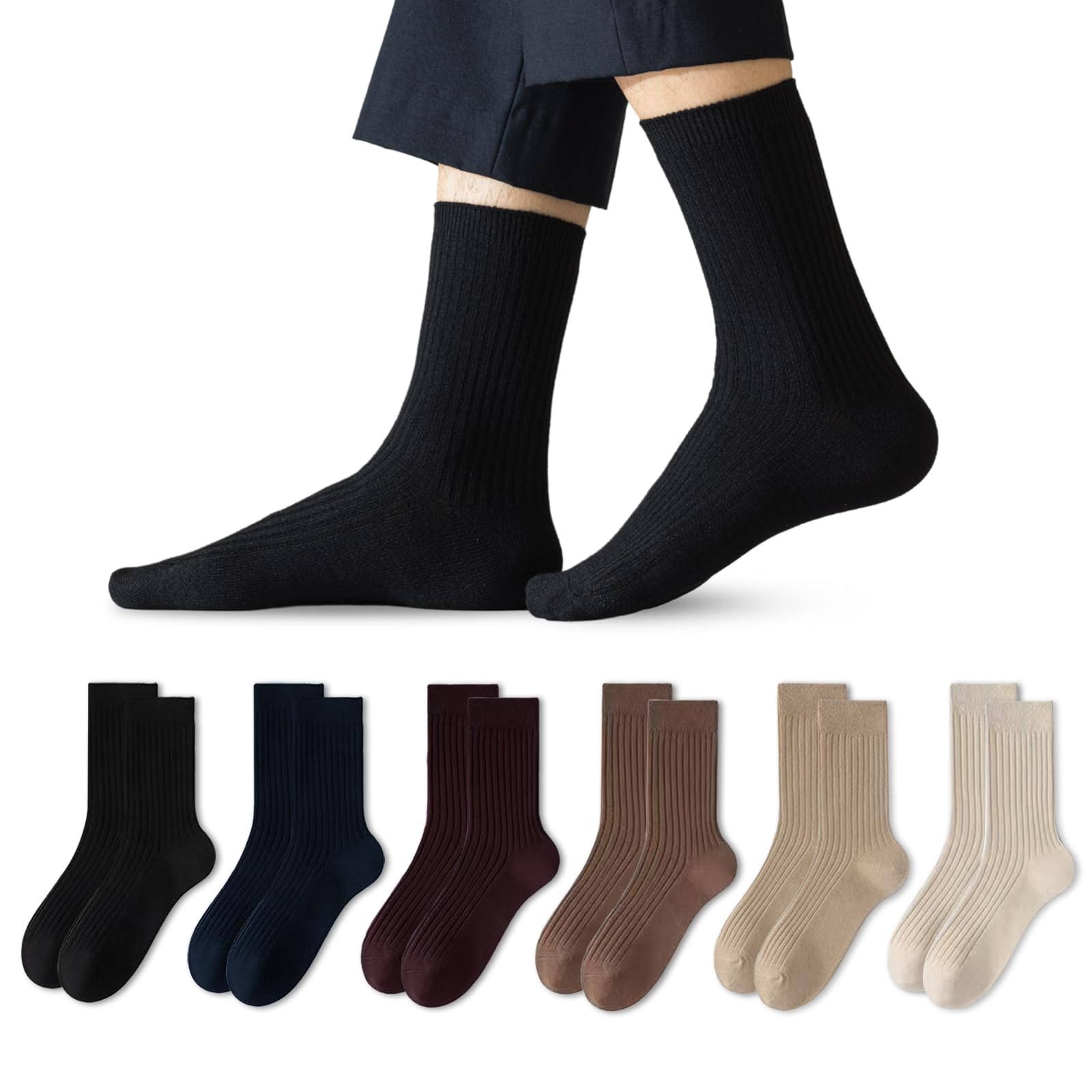 【送料無料】[Caudblor] 靴下 メンズ ビジネスソックス ウール付き 薄手 6足セット 快適 耐久 防臭 ク..