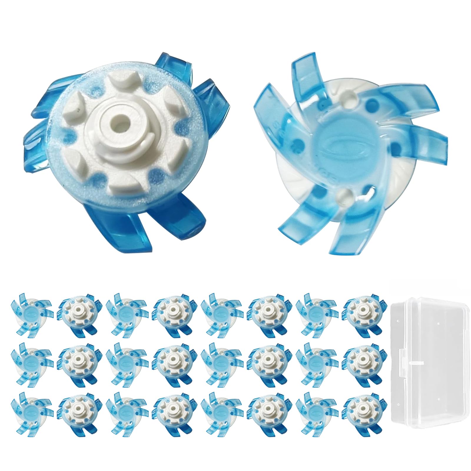 【送料無料】QuickYen フットジョイ スパイク鋲 交換 24個セット スパイク ゴルフ 鋲 交換用スパイク鋲 ゴルフシューズ靴鋲 滑り止め 簡単脱着 収納ボックス付属 (ライトブルー) [並行輸入品]