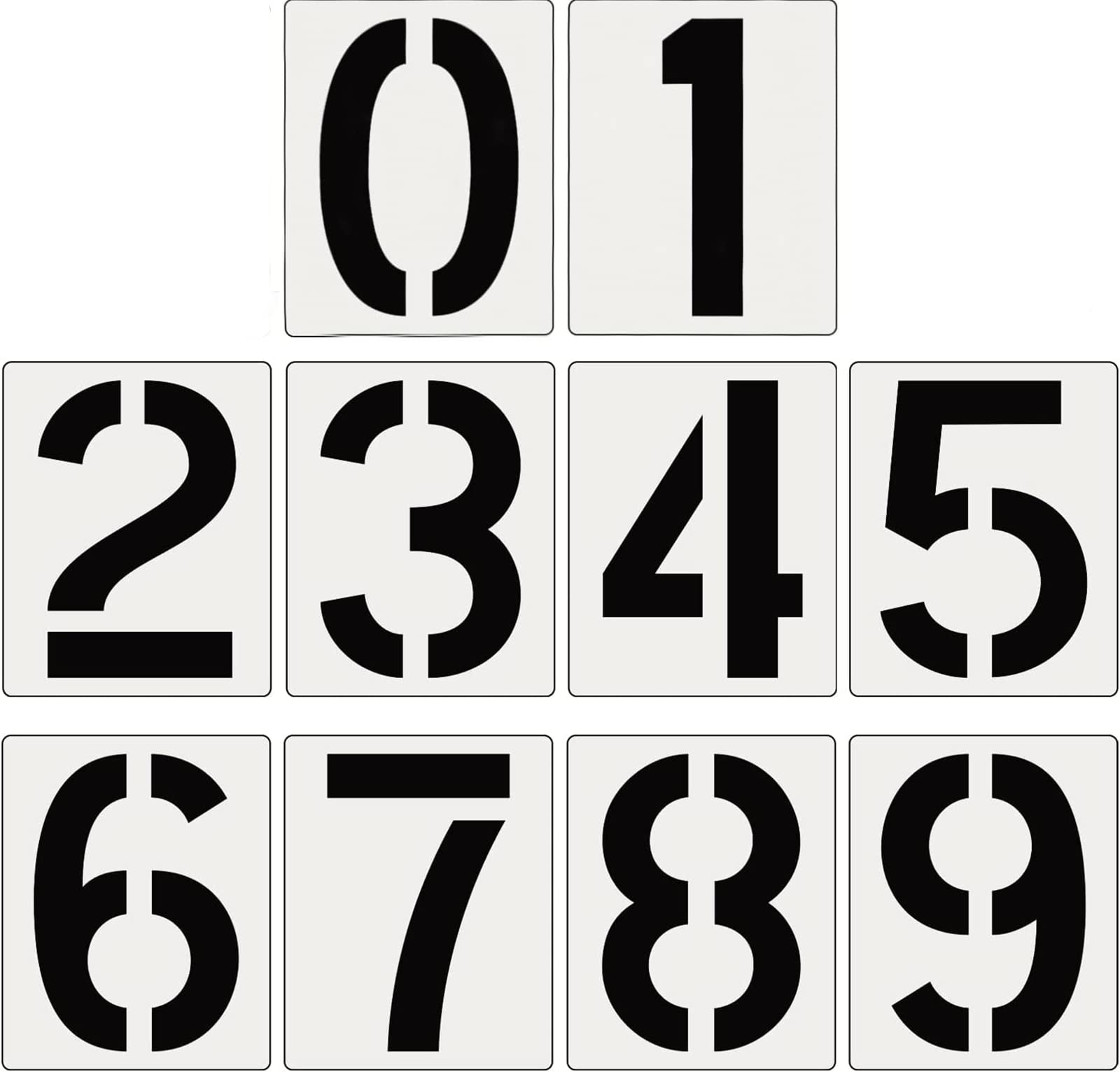 【送料無料】YFFSFDC ステンシルシート駐車場 番号 大文字25cm 数字 スプレー 吹き付けプレート 0-9道路線引き用塗装ナンバー駐車場用マーキング ラ...